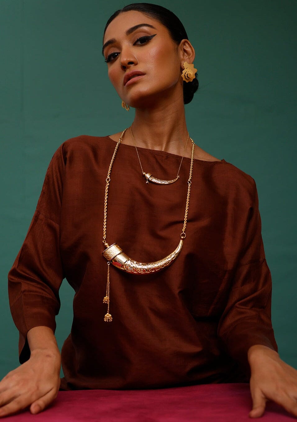 3D Shell Stud Hoops - matte