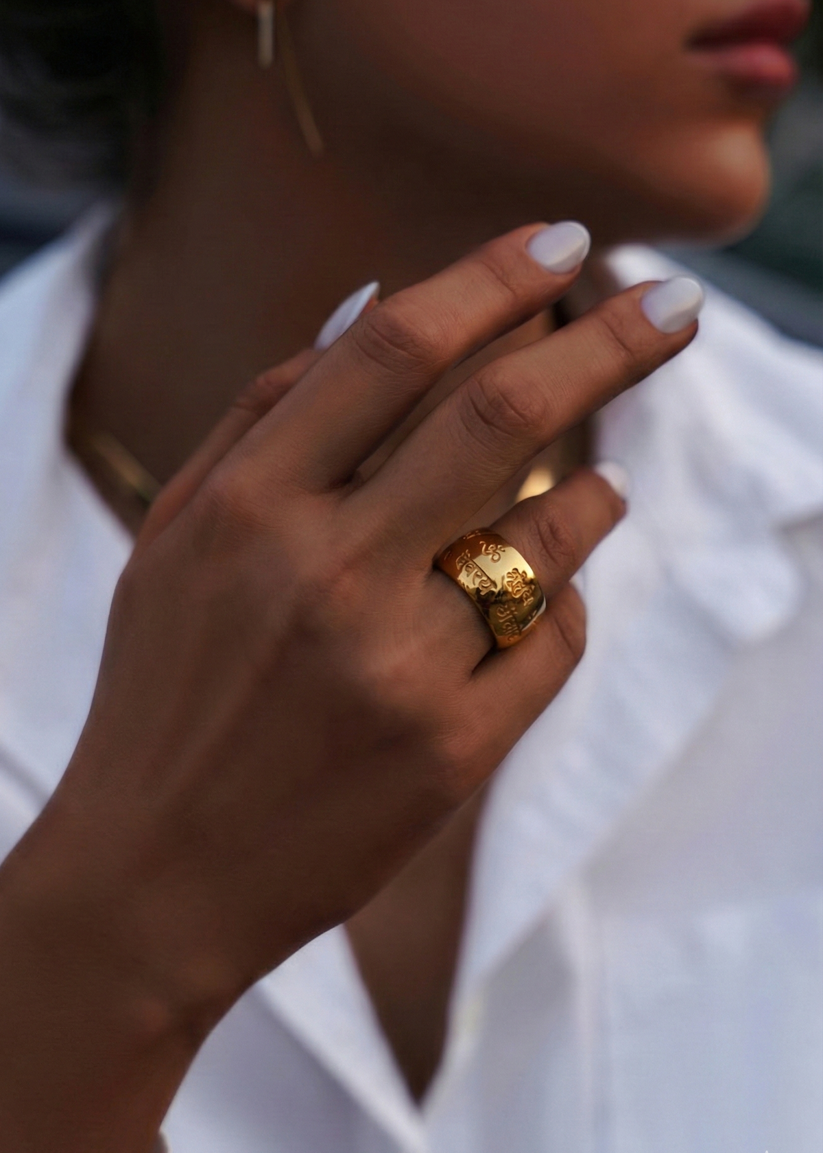 Custom Engraved Gayatri Mantra Ring by Indian Designer Jewellery Artist Eina Ahluwalia