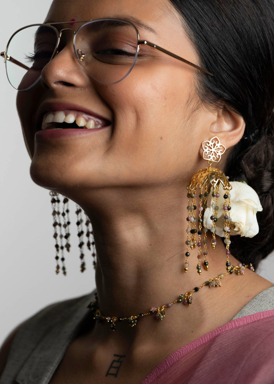 Designer_Jewellery_Lightweight_jhumka_chandelier_earrings_with_60_faceted_Multi_Tourmaline_stones_for_bridesmaids_and_party_2