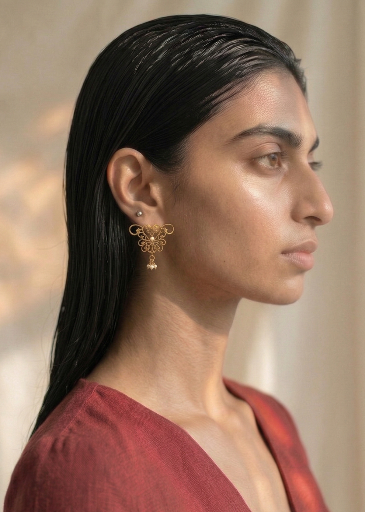 Festive pearl stud earrings by indian jewellery designer Eina Ahluwalia