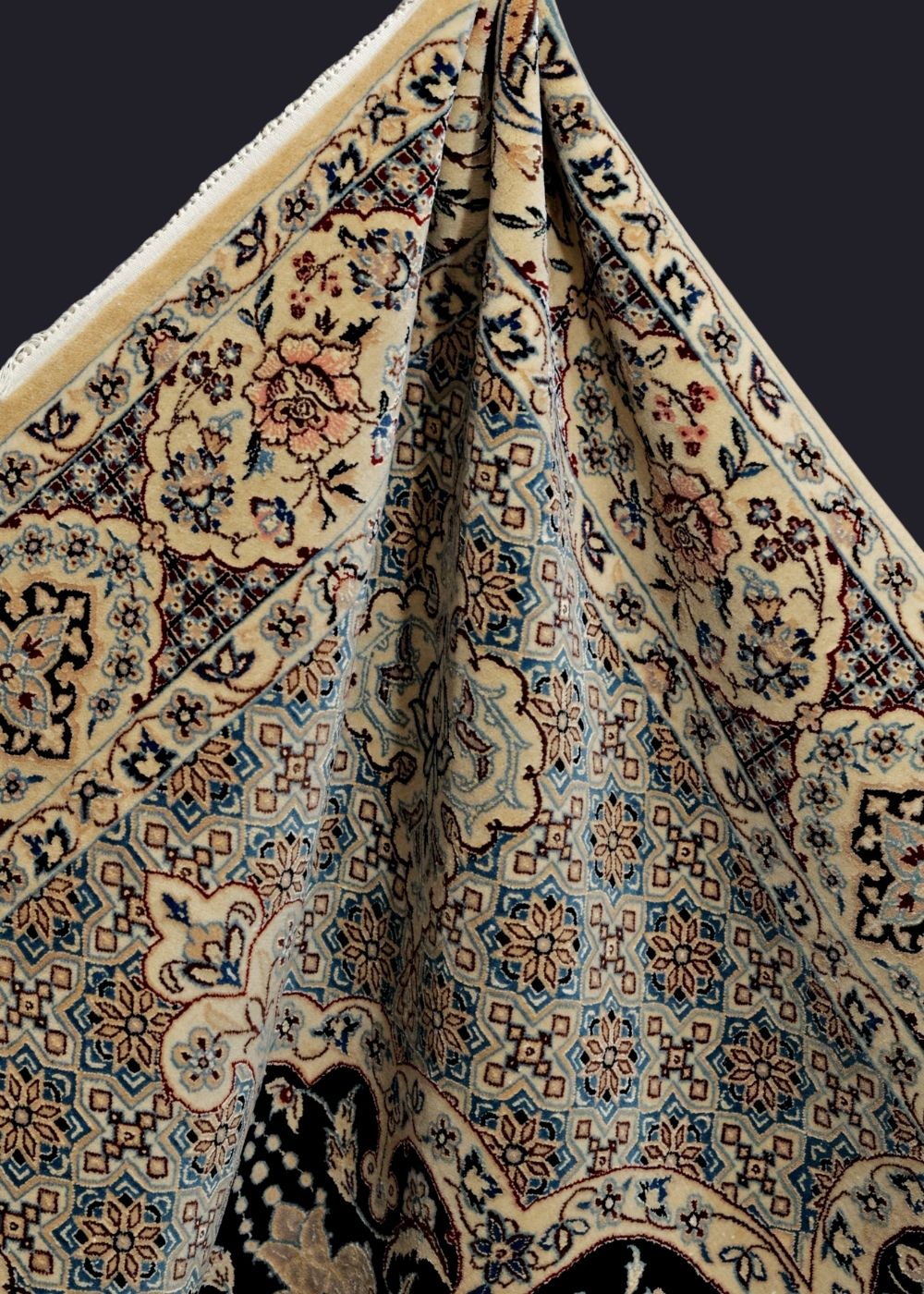 Handcrafted Persian Iranian Nain hand knotted Vintage Carpet