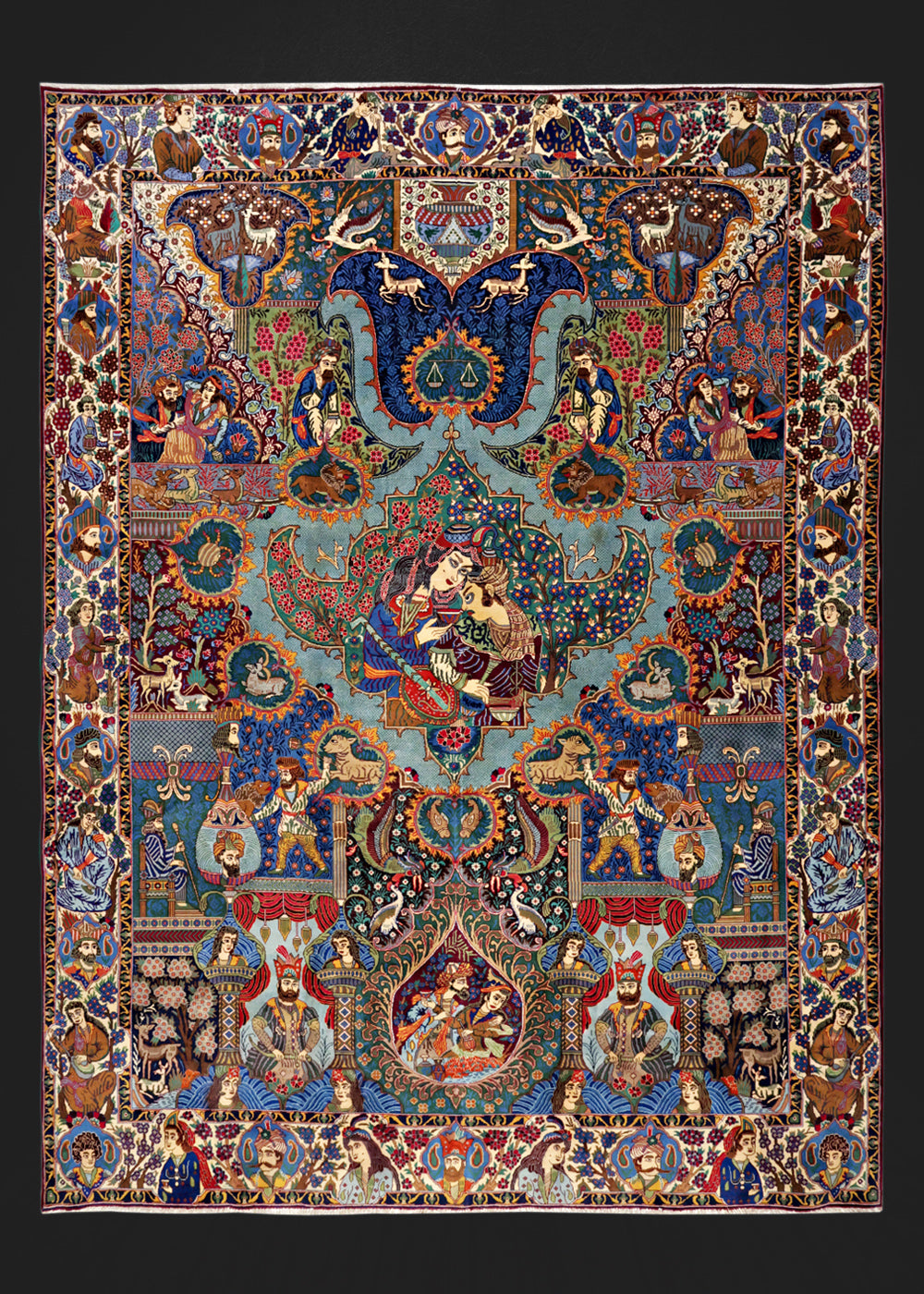 Handmade Vintage Persian Mughal Kashmar Rug Carpet