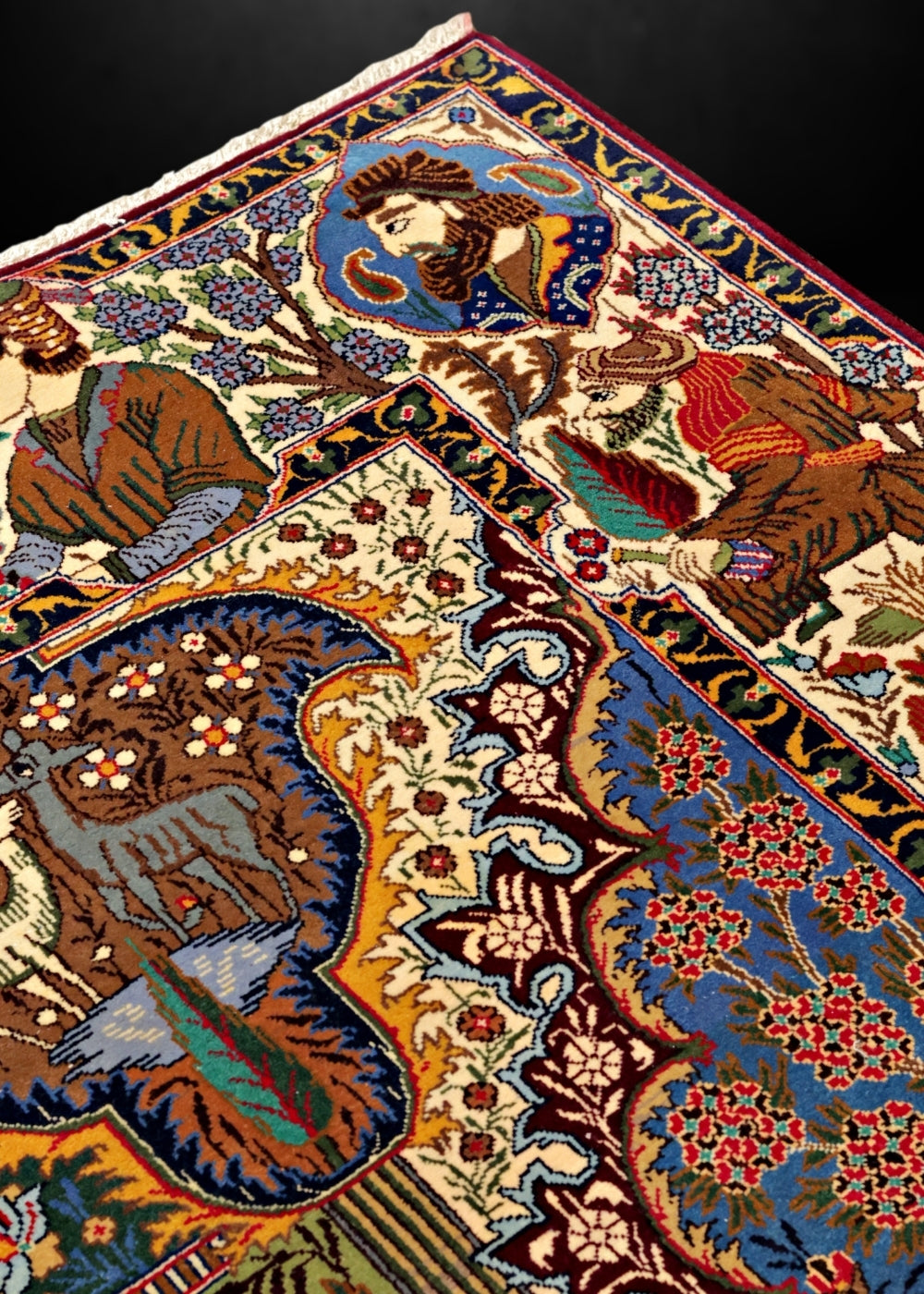 Handmade Vintage Persian Mughal Kashmar Rug Carpet1