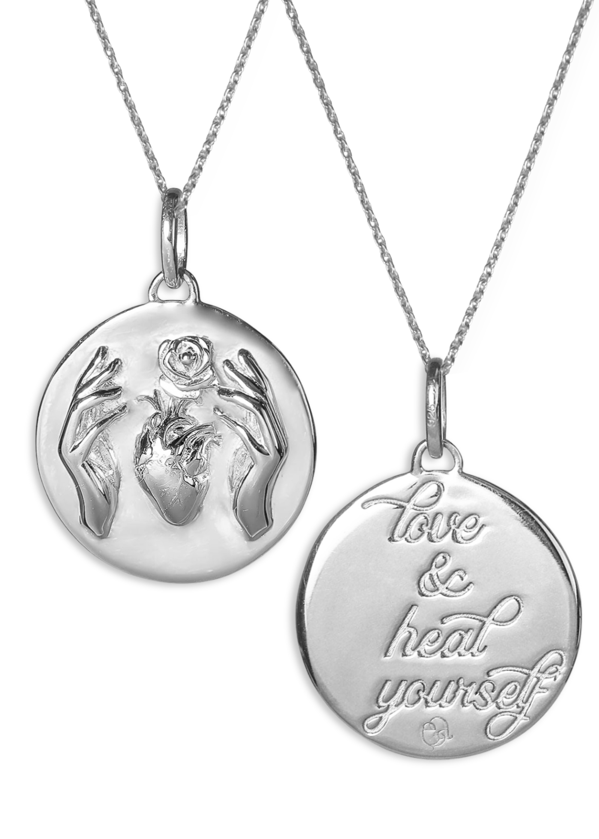 Medallion pendant in sterling silver with engraving by jewellery designer EINA