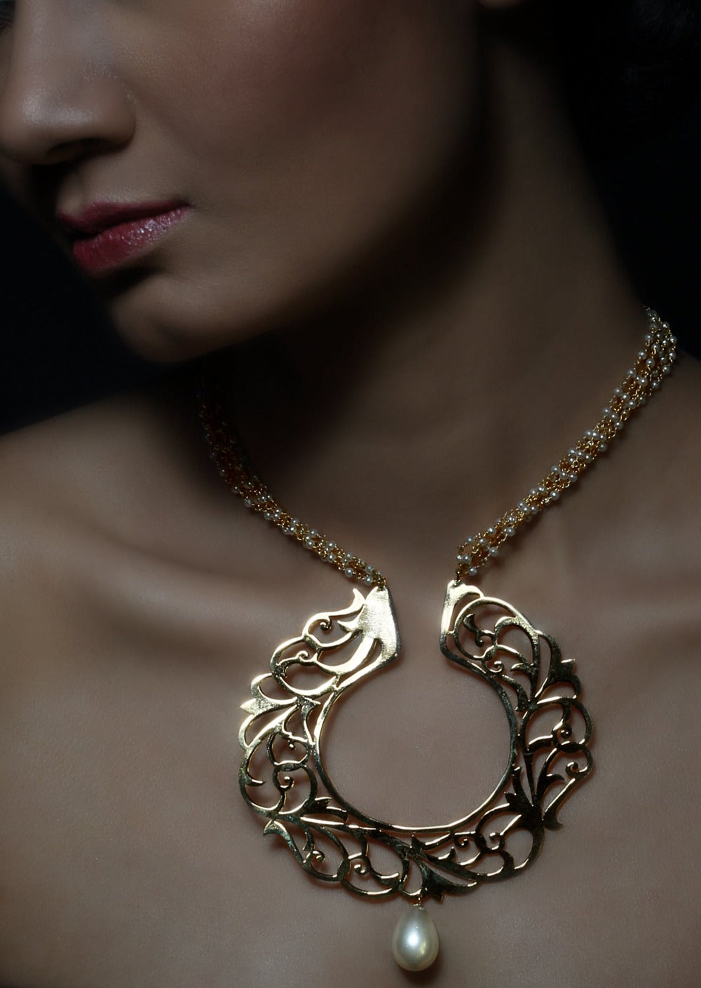 MQ Sudarshan Chakra Necklace with Pearls