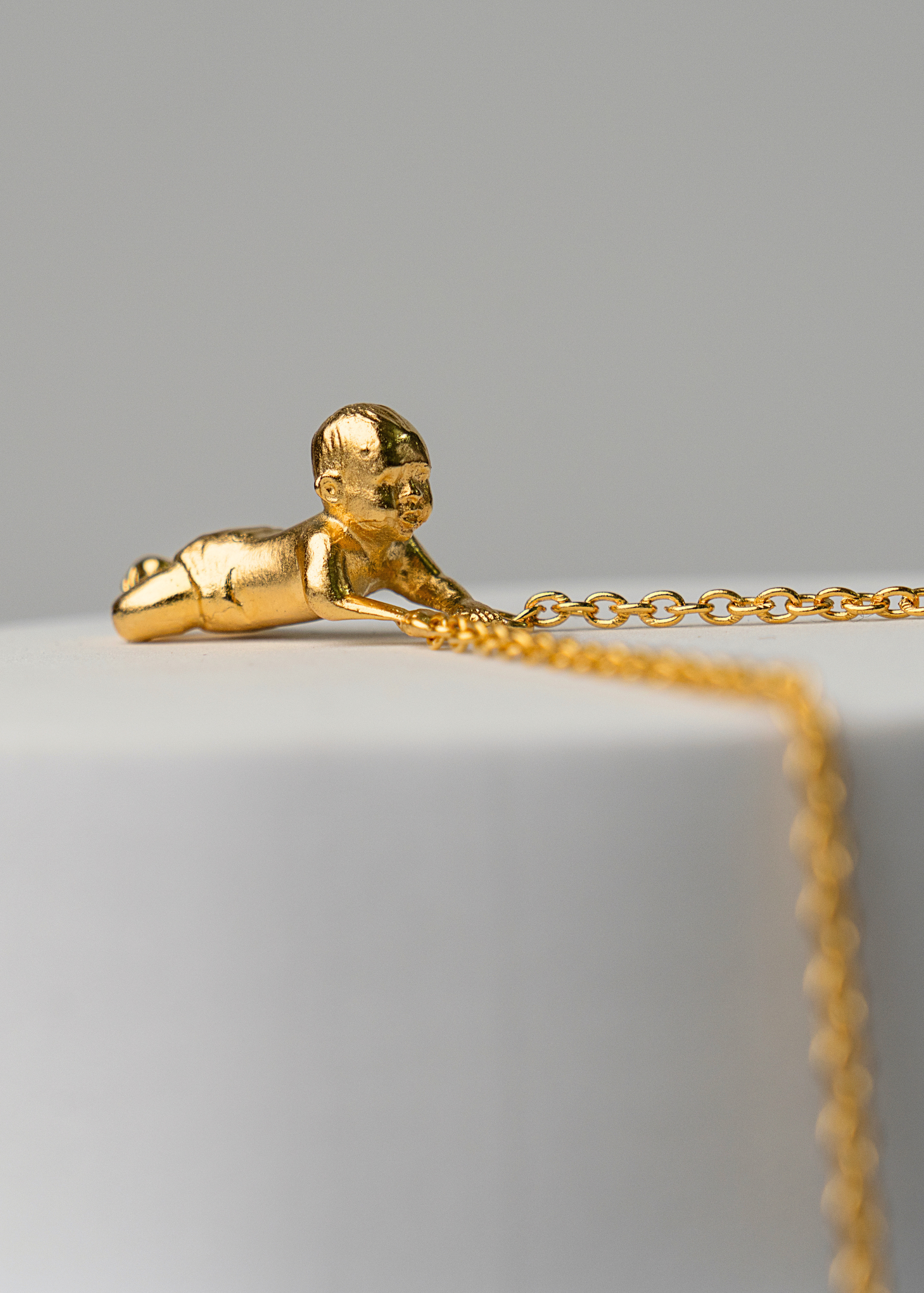 Motherhood by choice baby necklace in gold plated brass for New Mothers, Baby Shower Gifts and Gifts for Mothers