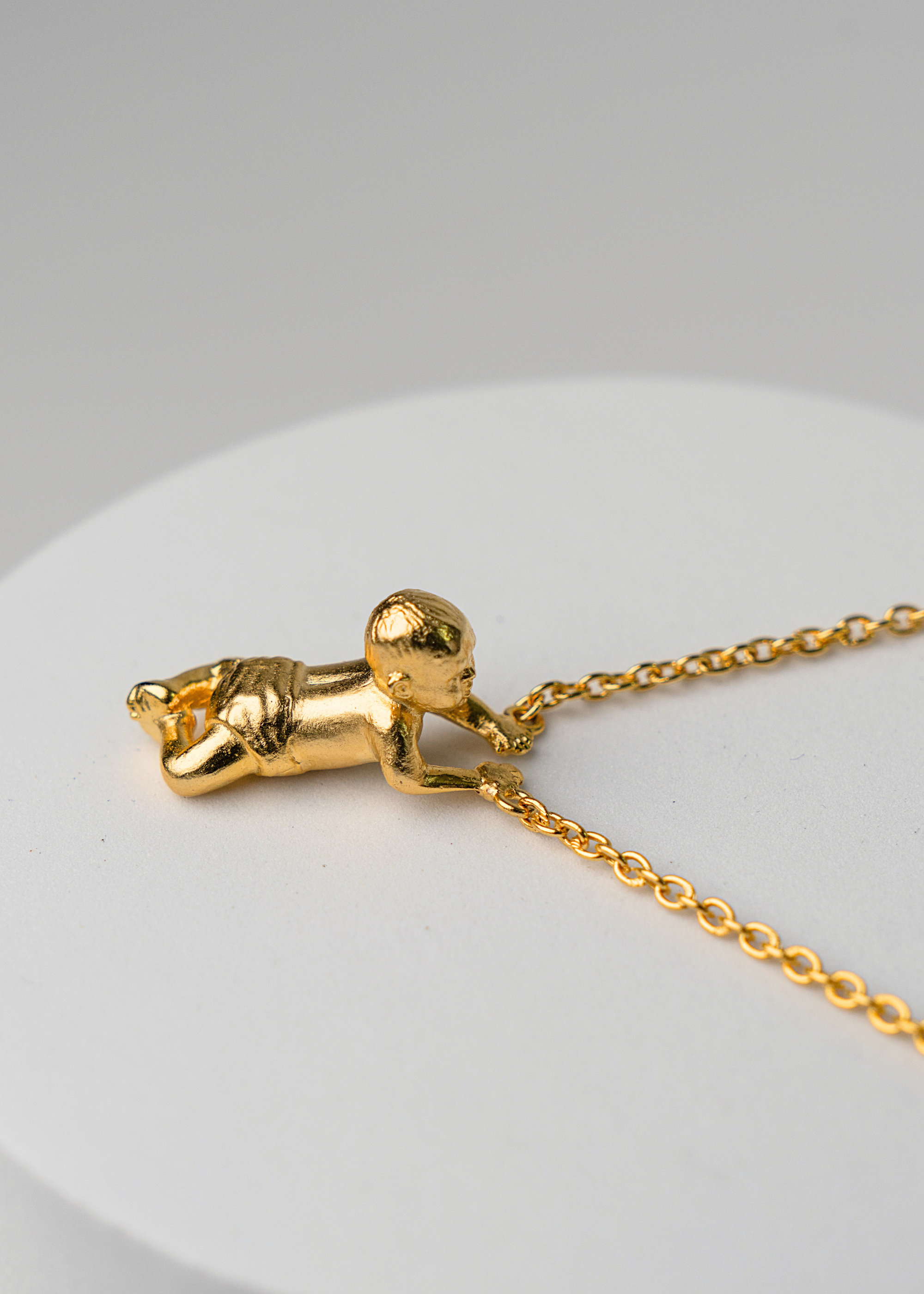 Motherhood by choice baby necklace in gold plated brass for New Mothers, Baby Shower Gifts and Gifts for Mothers