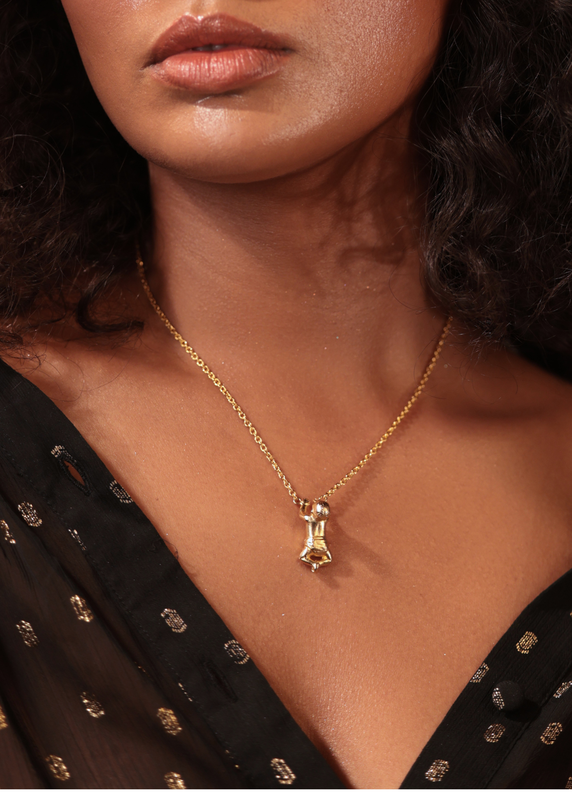 Motherhood by choice baby necklace in gold plated brass for New Mothers, Baby Shower Gifts and Gifts for Mothers