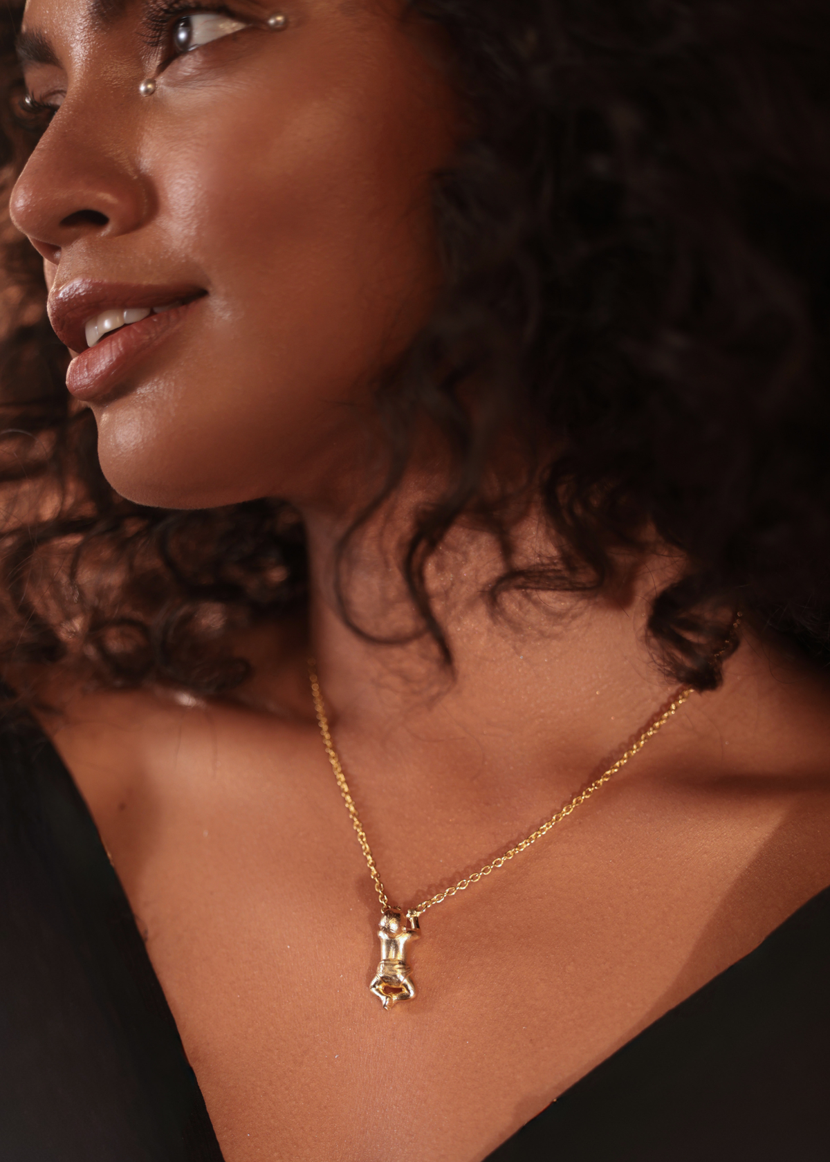 Motherhood by choice baby necklace in gold plated brass for New Mothers, Baby Shower Gifts and Gifts for Mothers