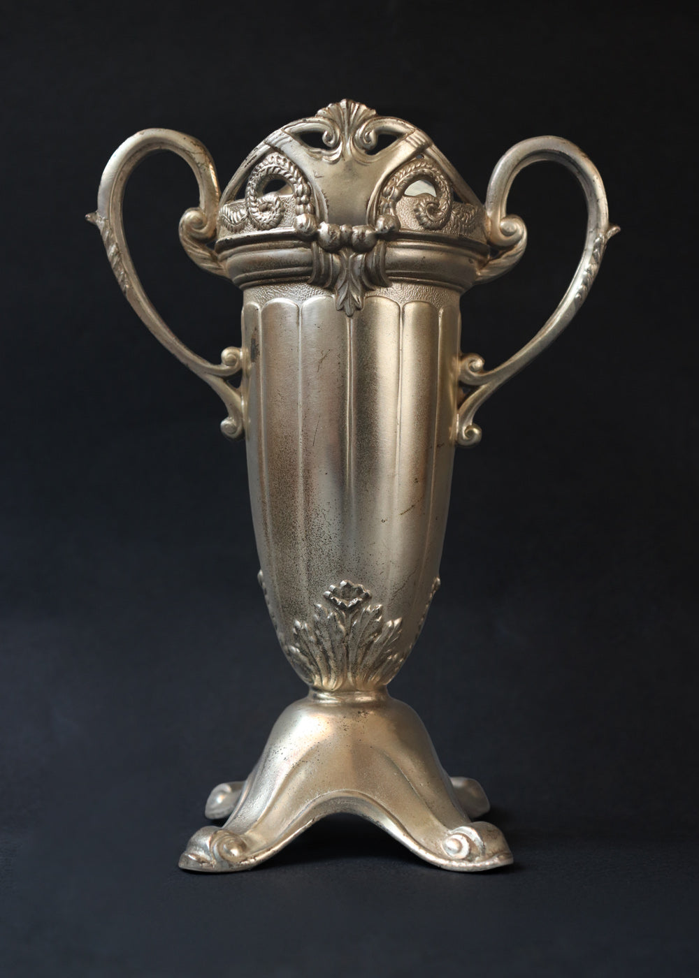 Pair of vintage silver plated amphora shaped vases