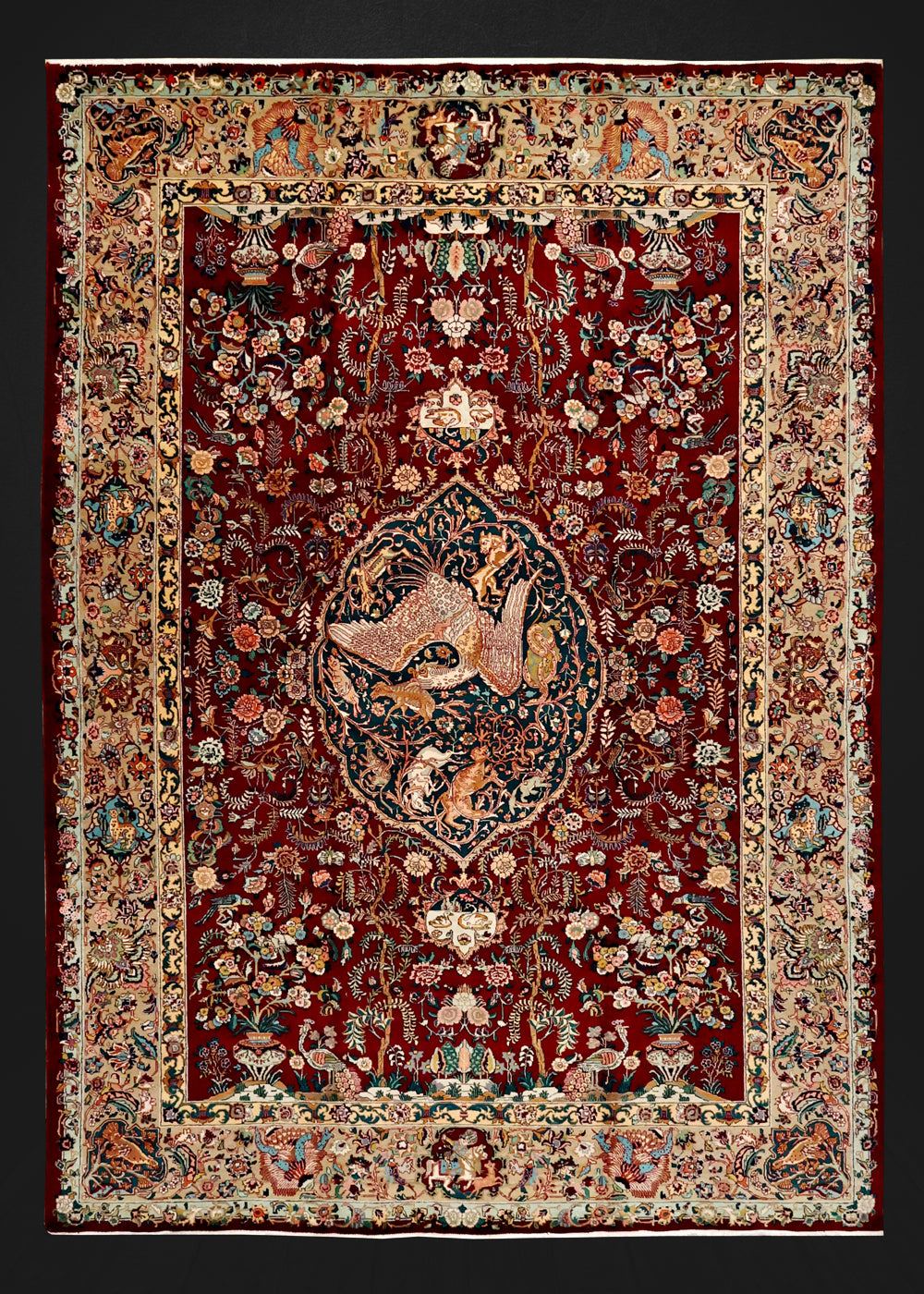 Persian Hunting Tabriz Rug