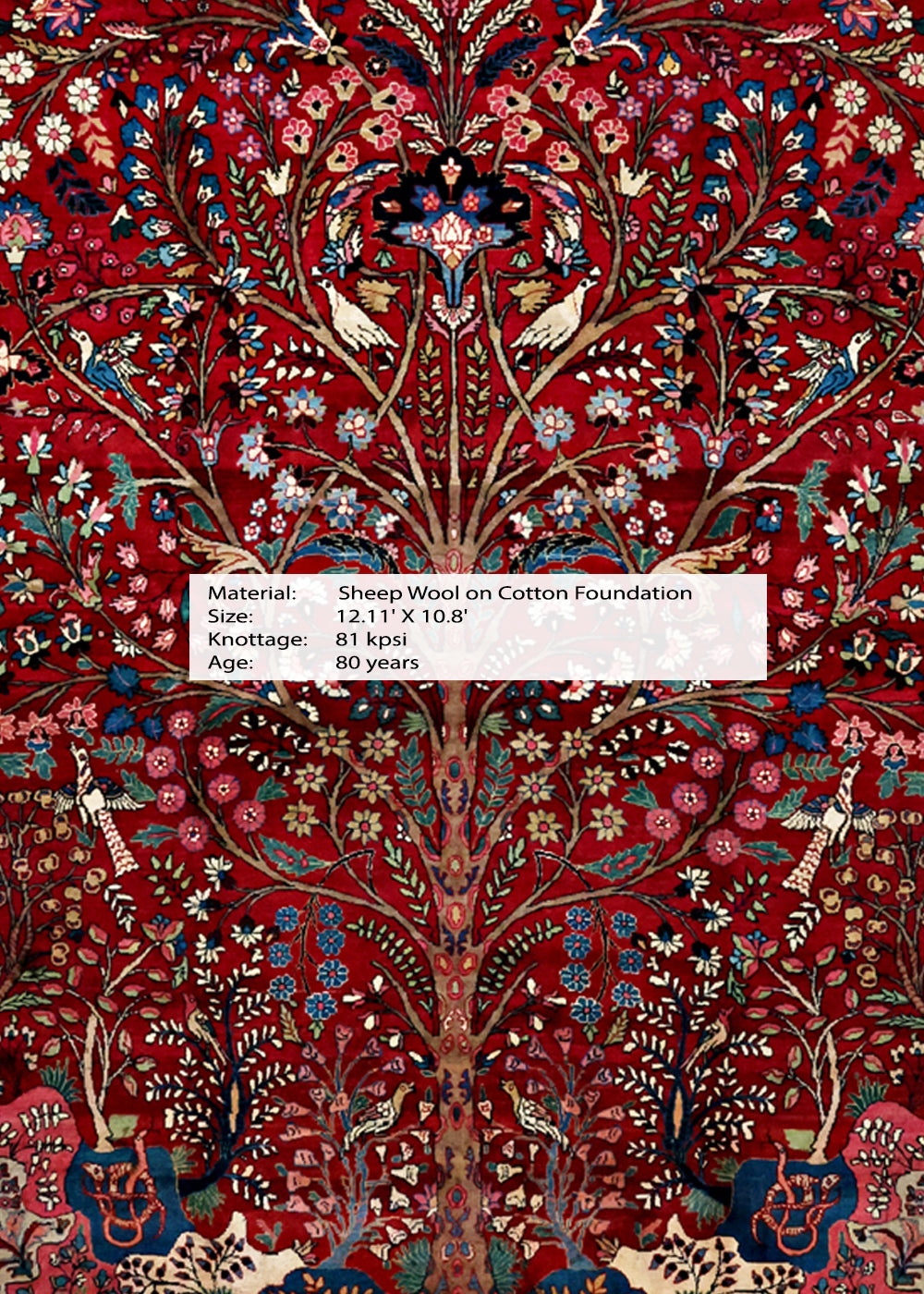 Persian Mashad Tree of Life Rug