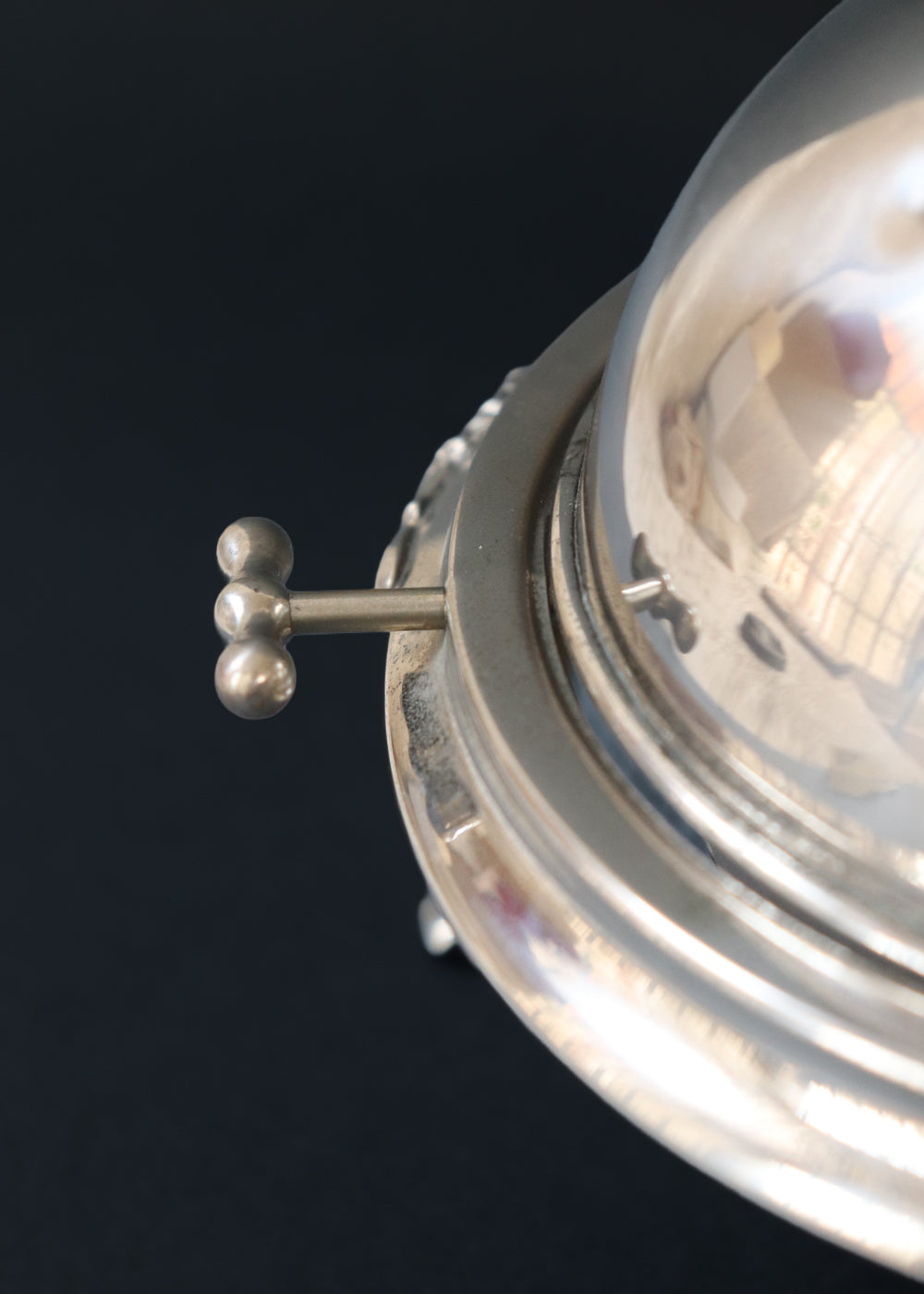 Vintage silver plated roll top caviar server or butter dish. It has a perfect dome top and clean lines and stands on 3 gorgeous feet decorated feet. Most likely mid 1900s, England.