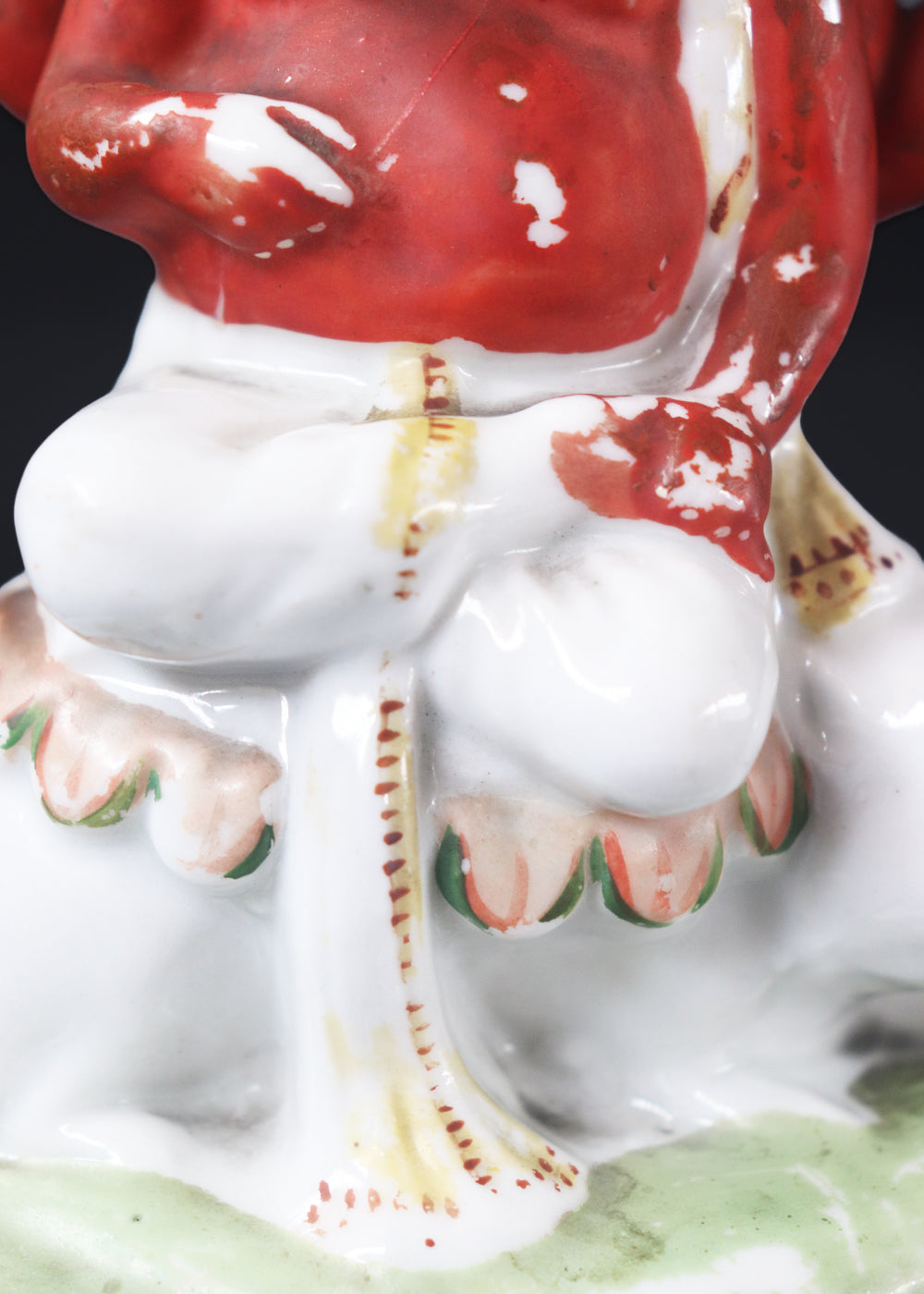 German made bisque porcelain slip cast figure of Ganesh made for colonial India in the early 1900s. These figures were inspired by paintings by Raja Ravi Varma.