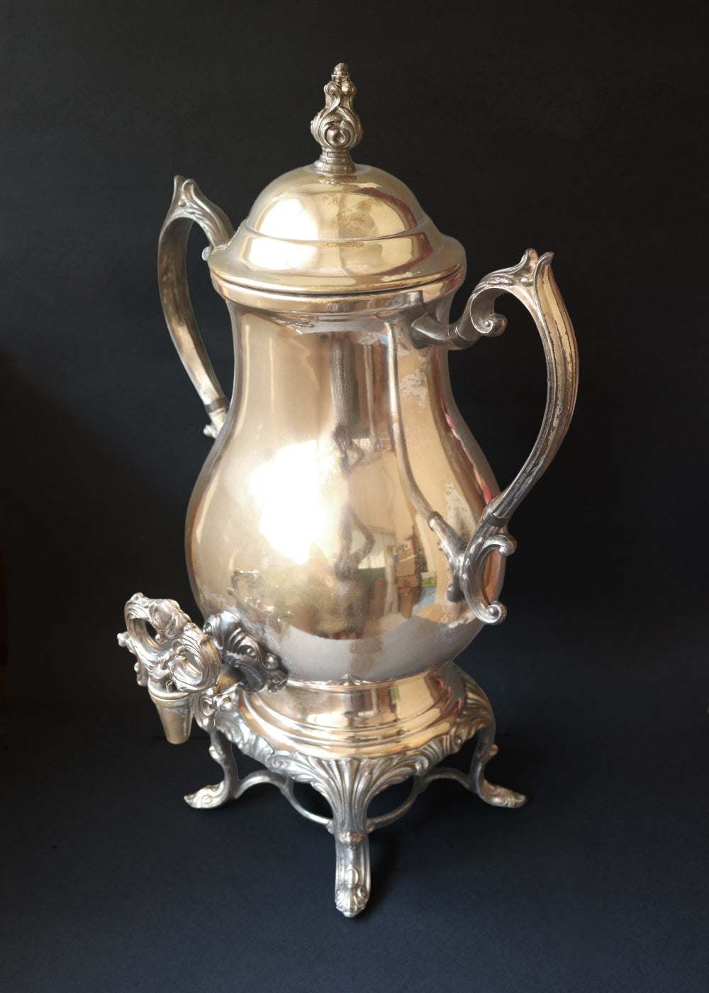 Vintage Victorian style FB Rogers Silver Co coffee urn from the 1940s.