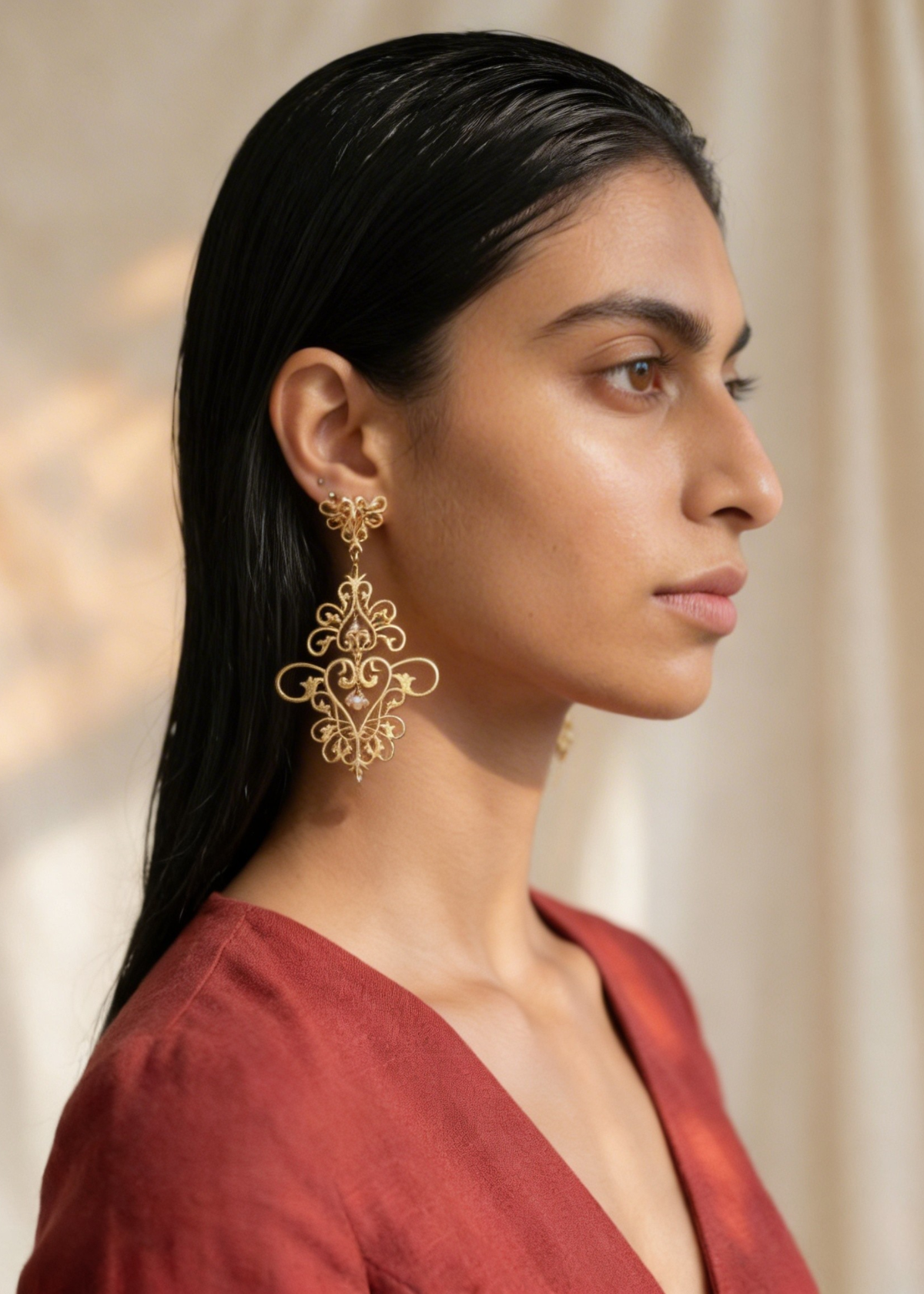 Chandelier Statement Earrings with Pearls