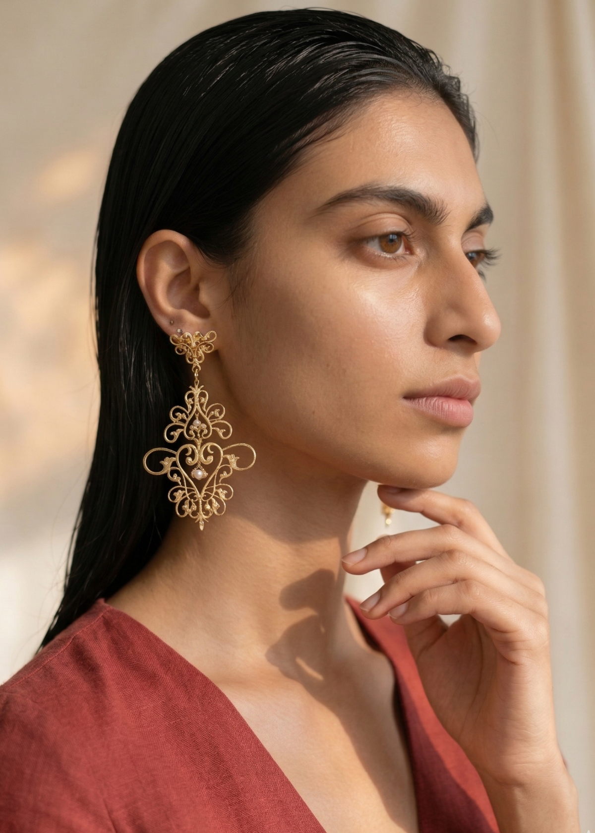 Chandelier Statement Earrings with Pearls