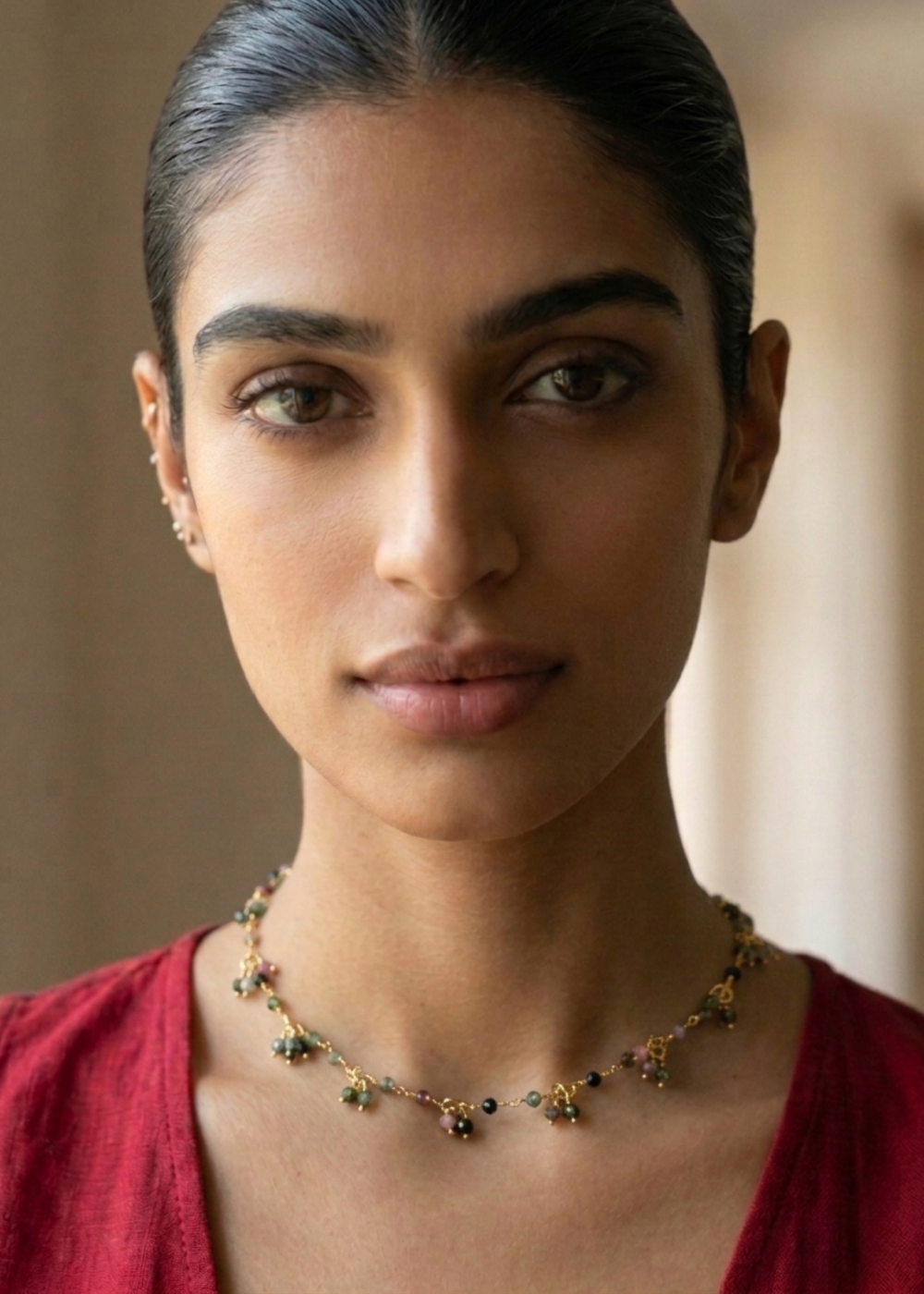 chain necklace with multi-coloured tourmaline stones by indian jewellery designer eina ahluwalia
