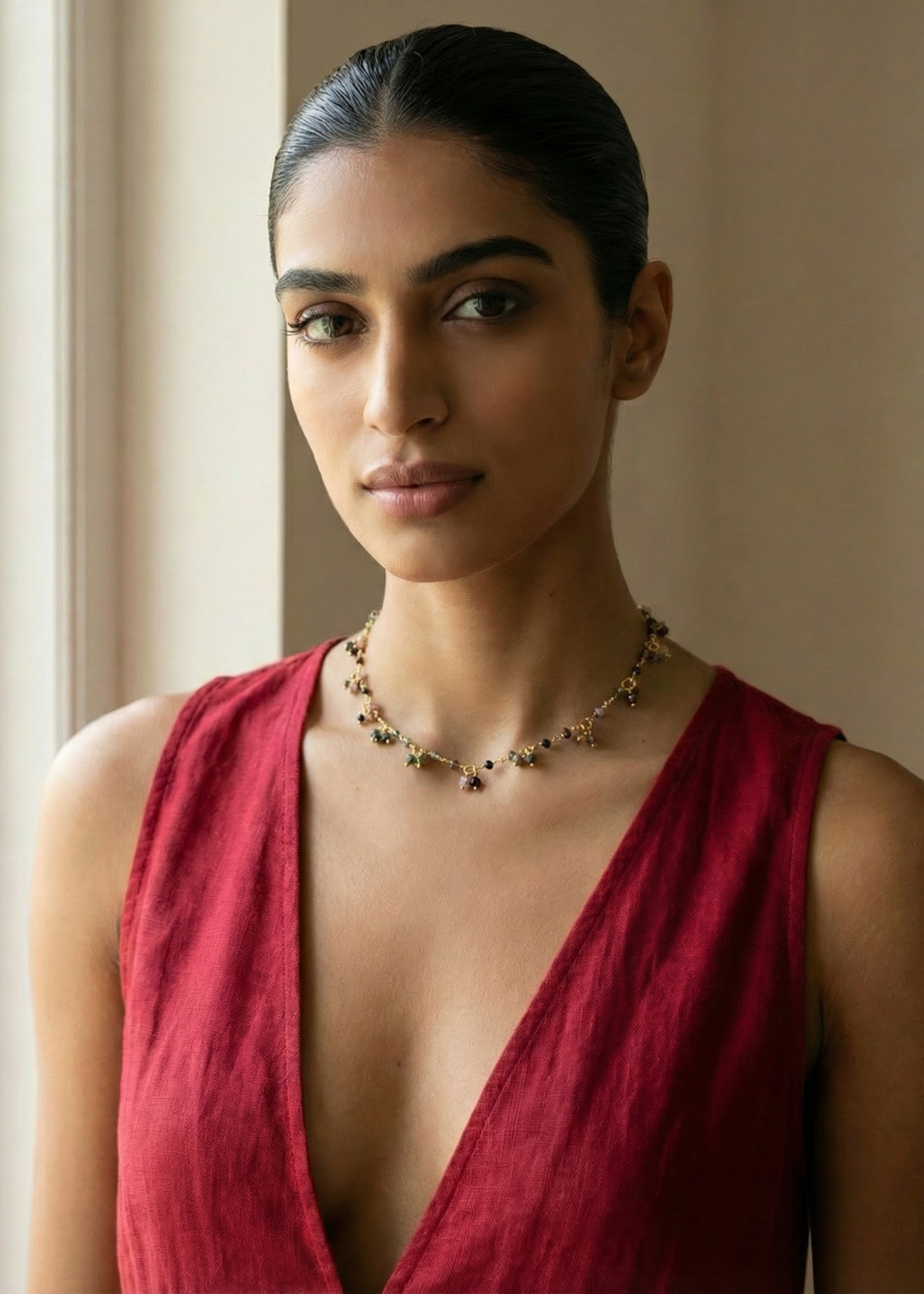 chain necklace with multi-coloured tourmaline stones by indian jewellery designer eina ahluwalia
