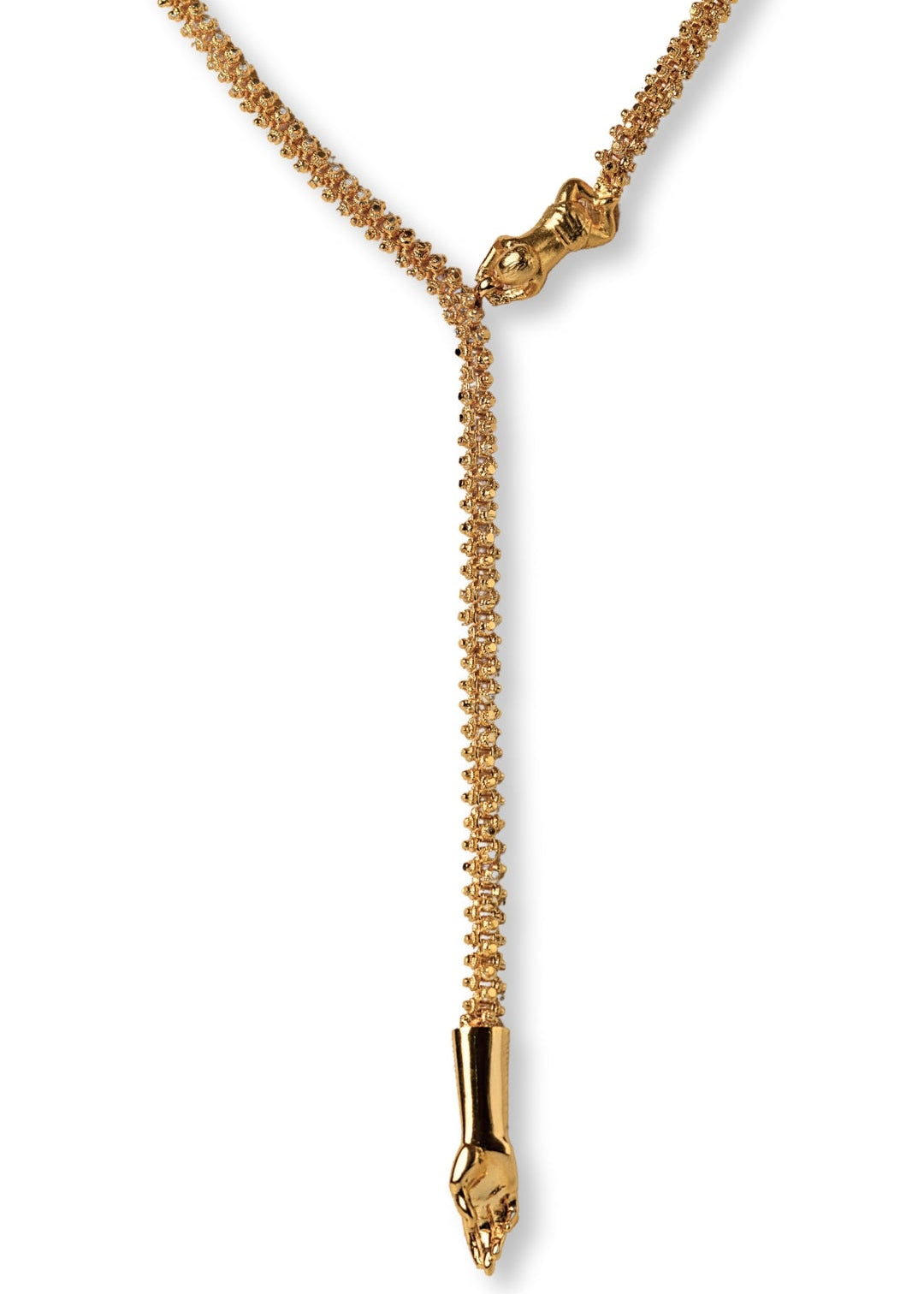 chunky gold luxury lariat necklace by indian jewellery designer