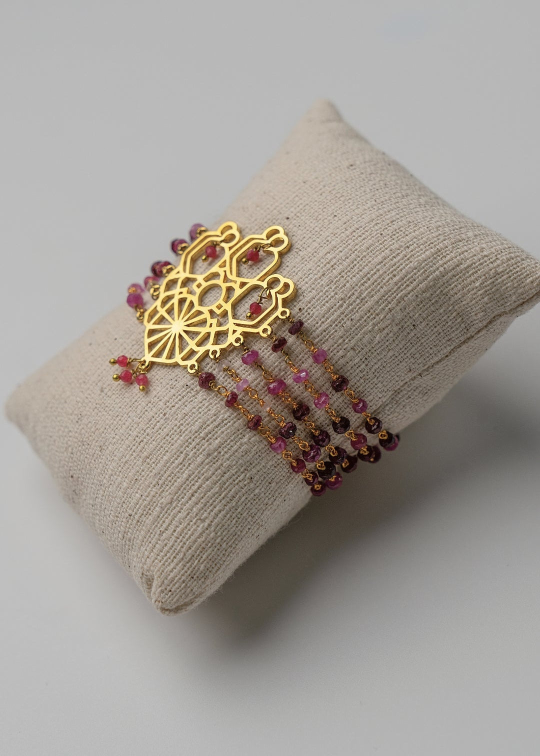 pink tourmaline statement bracelet indian designer jewellery