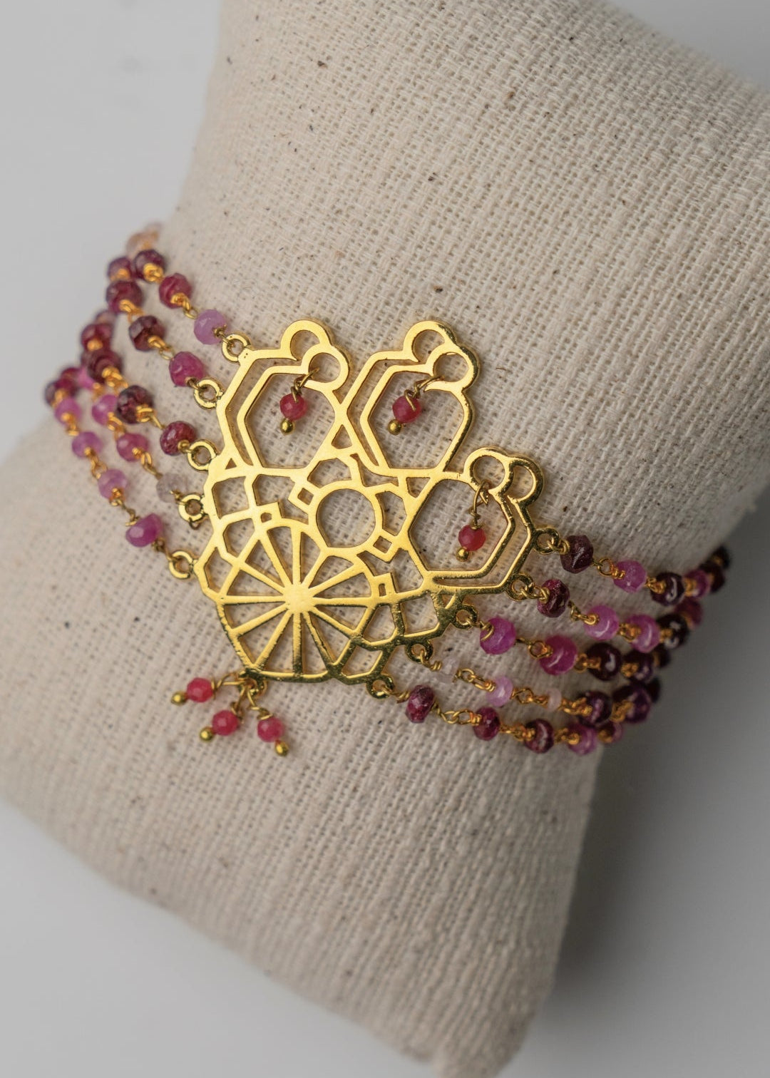 pink tourmaline statement bracelet indian designer jewellery