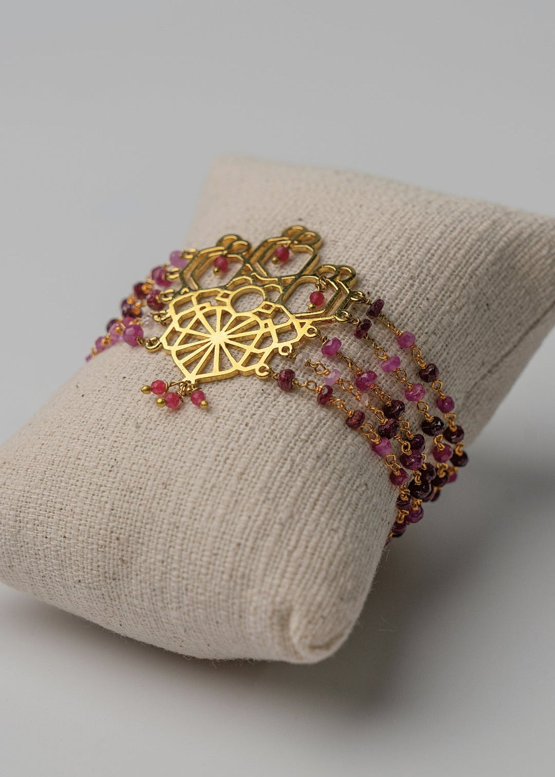 pink tourmaline statement bracelet indian designer jewellery