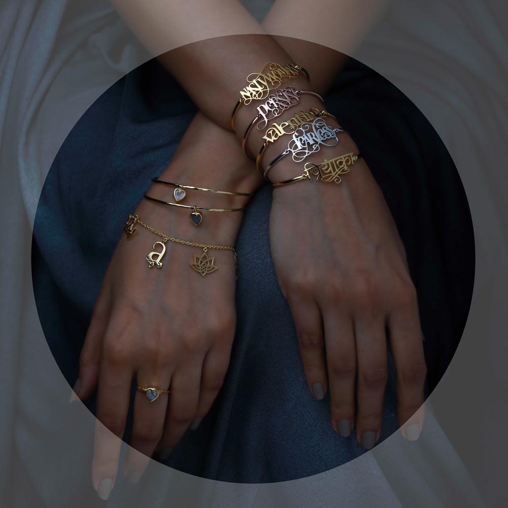 Name Bangle - Hinge Style - English