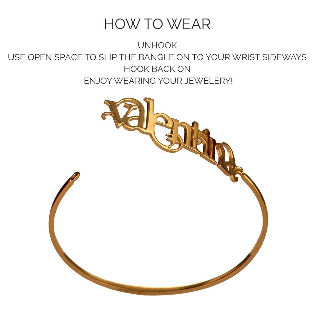 Name Bangle - Hinge Style - English