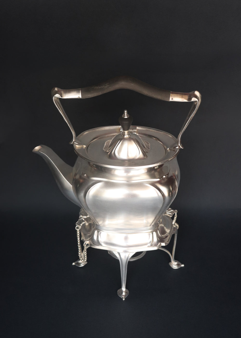  Antique Edwardian spirit kettle with its stand, burner and securing pins in superb condition