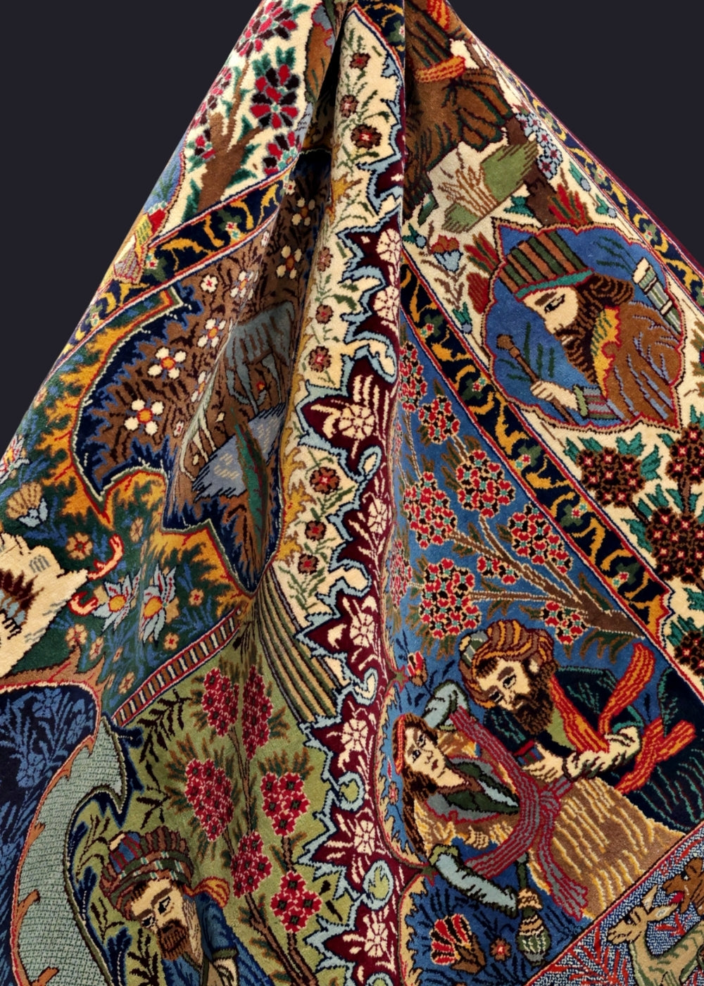 Handmade Vintage Persian Mughal Kashmar Rug Carpet