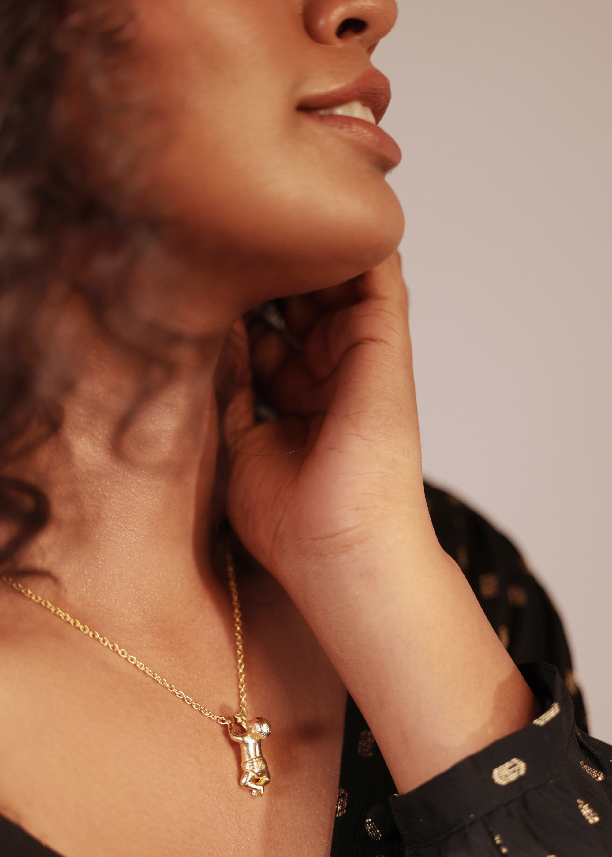 Motherhood by choice baby necklace in gold plated brass for New Mothers, Baby Shower Gifts and Gifts for Mothers