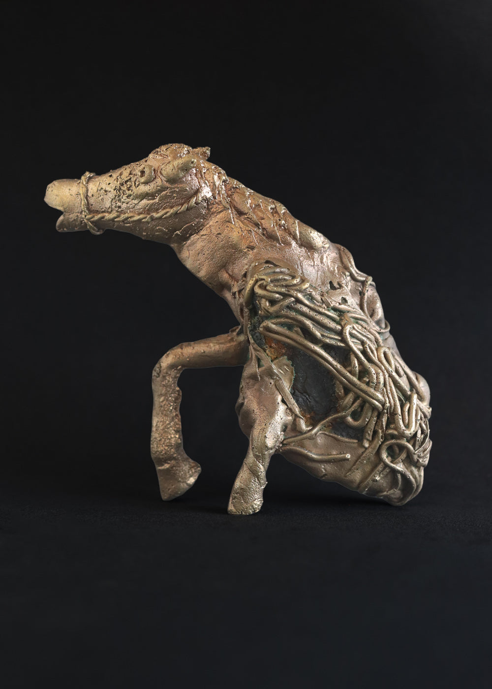 Vintage artist made brass sculpture of a horse