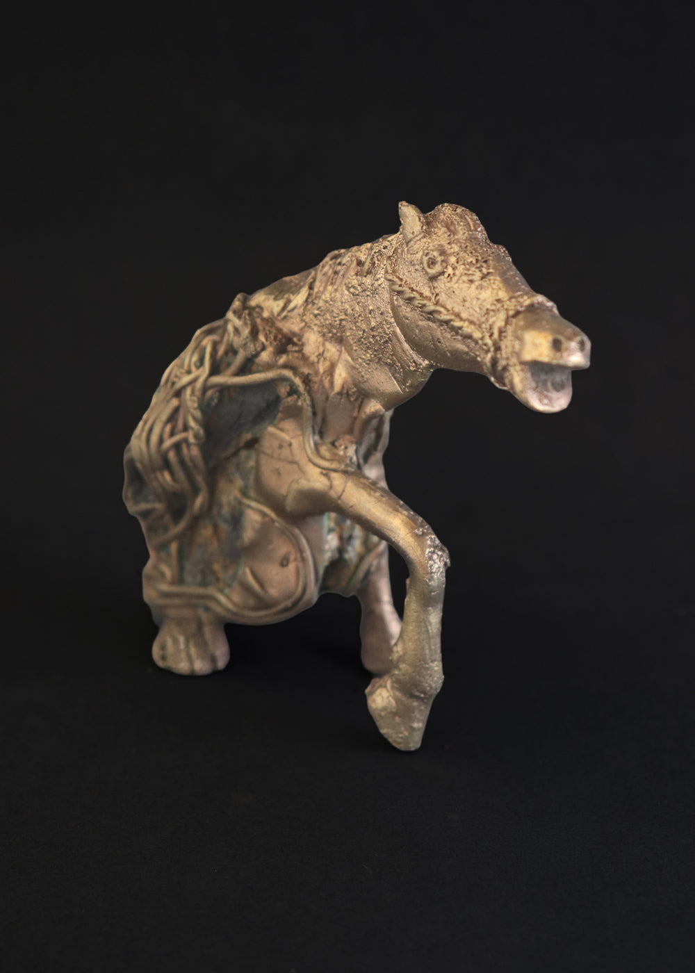 Vintage artist made brass sculpture of a horse