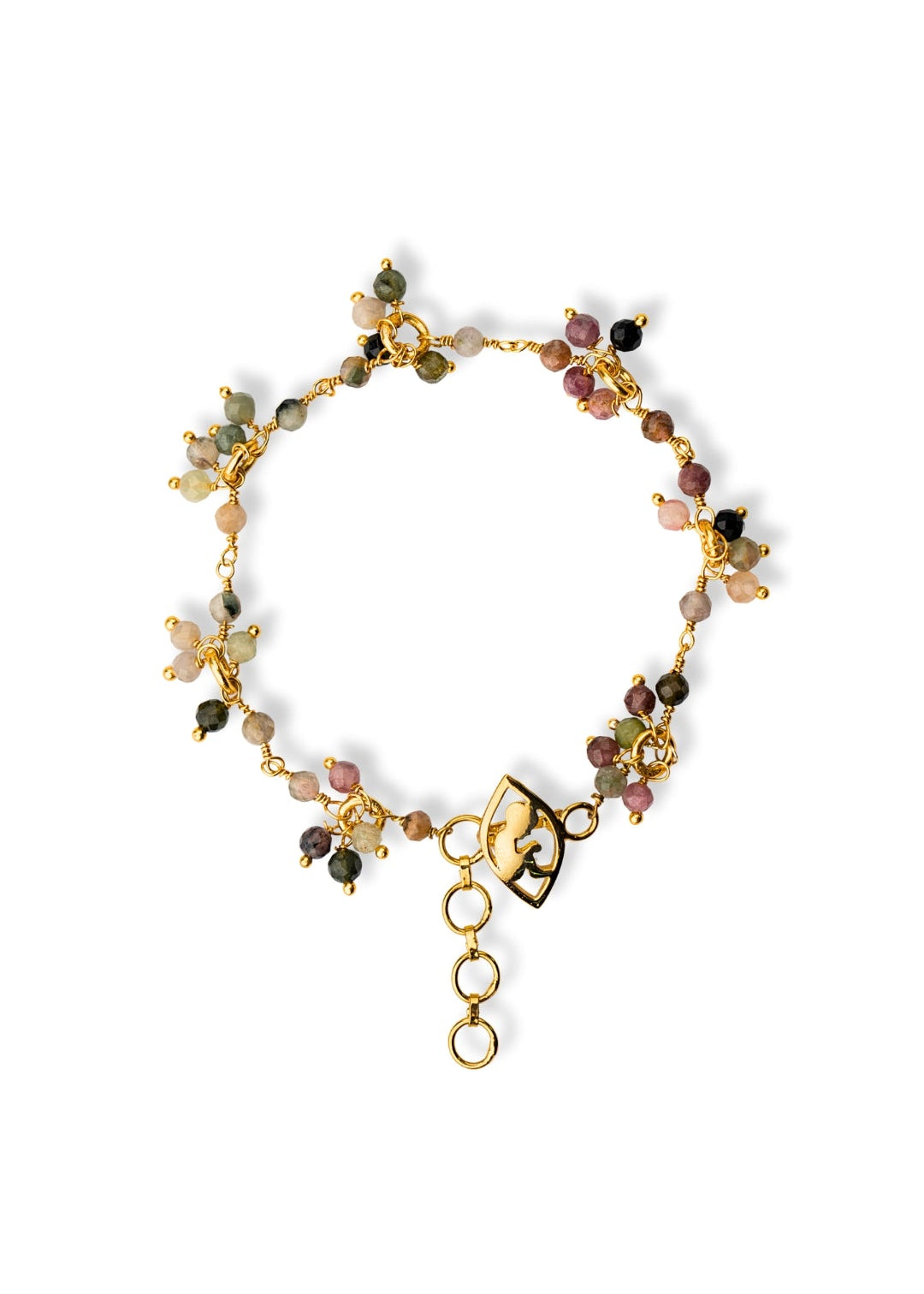 multi-coloured tourmaline charm bracelet indian designer jewllery