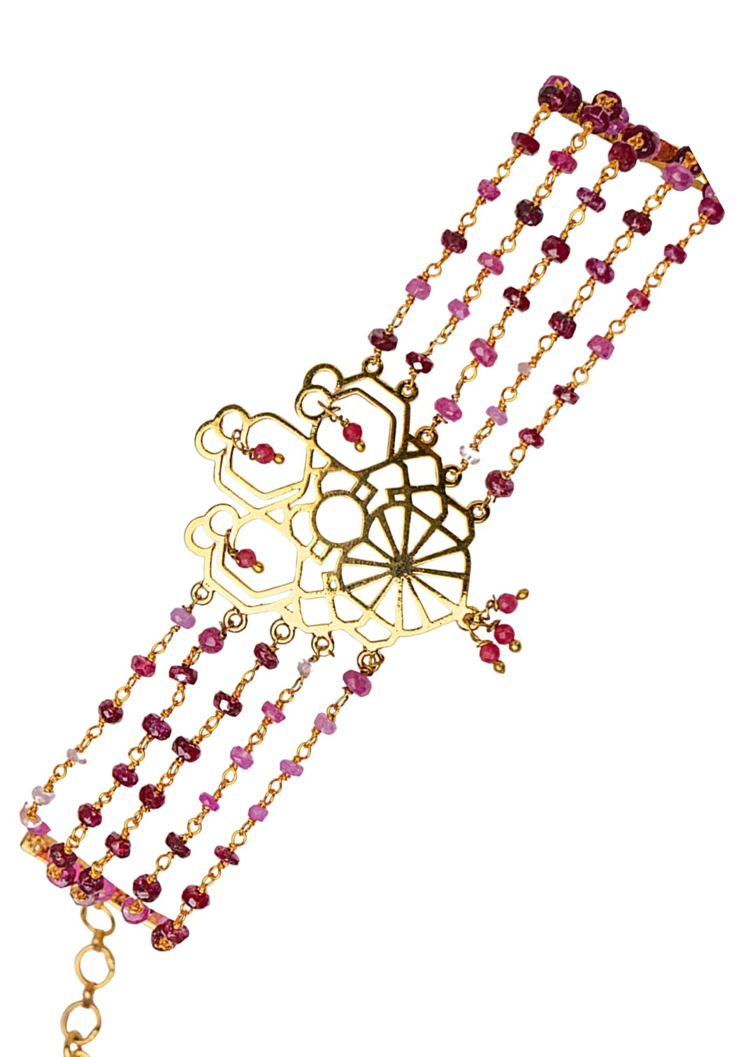 pink tourmaline statement bracelet indian designer jewellery