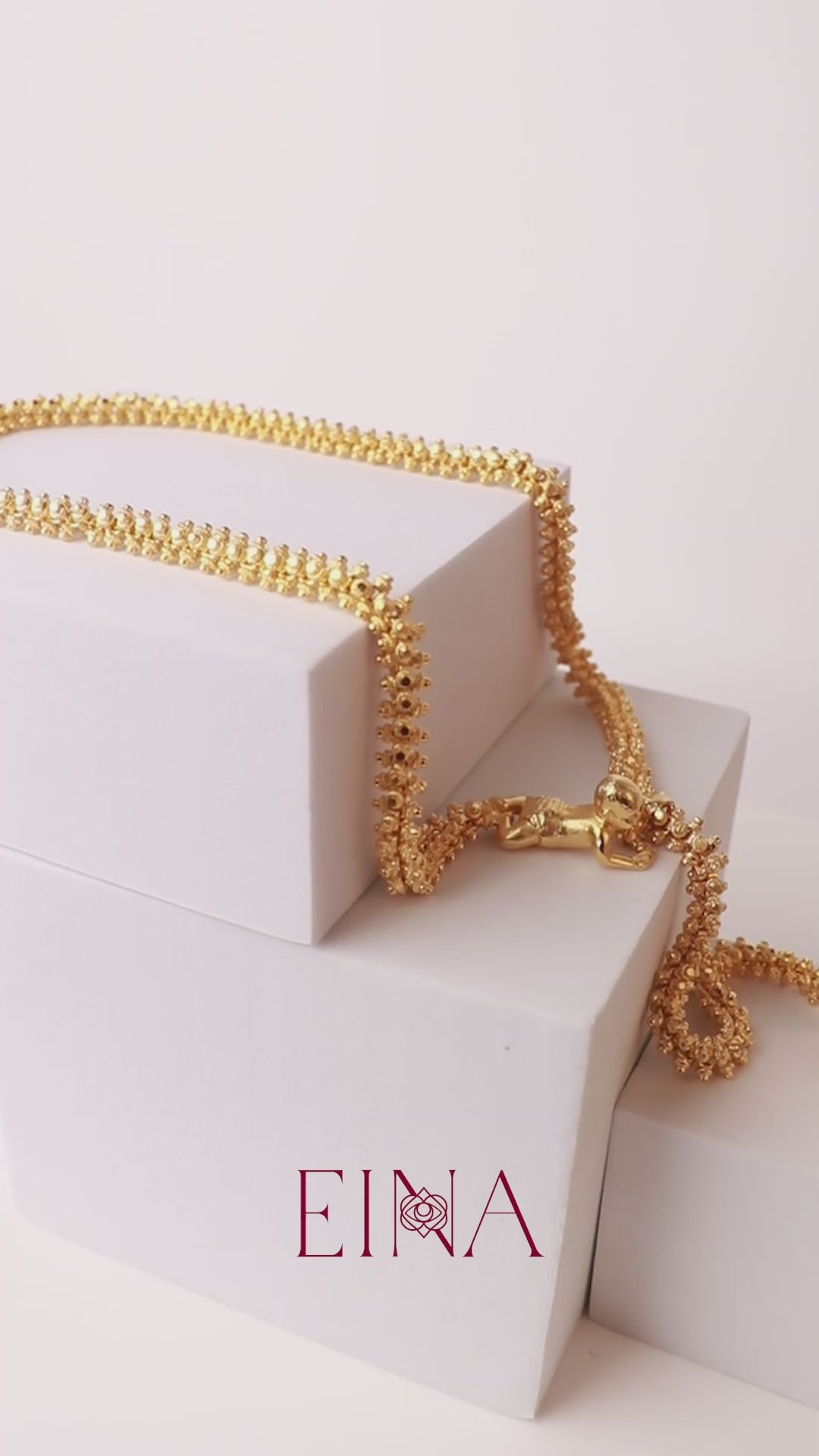 chunky gold luxury lariat necklace by indian jewellery designer 