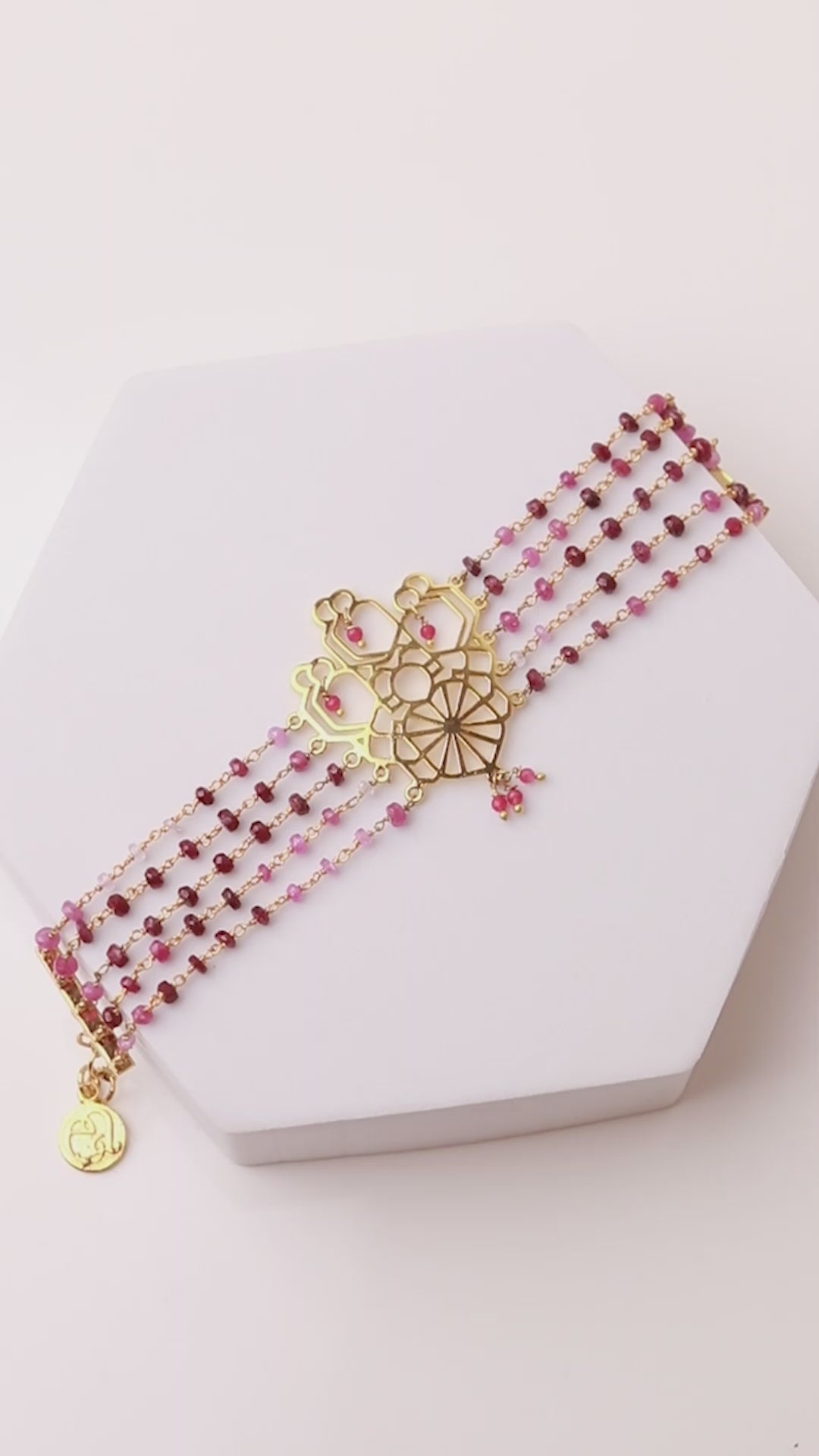 pink tourmaline statement bracelet indian designer jewellery