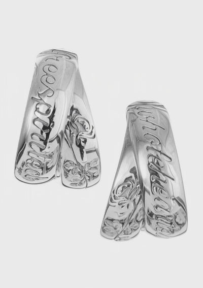 Wholehearted Free-spirited twist hoop earrings crafted in sterling silver with floral engraving 