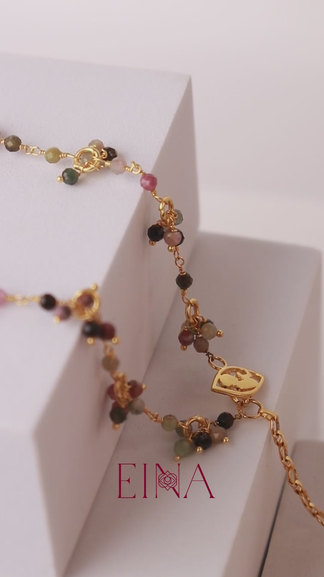 chain necklace with multi-coloured tourmaline stones designer jewellery india