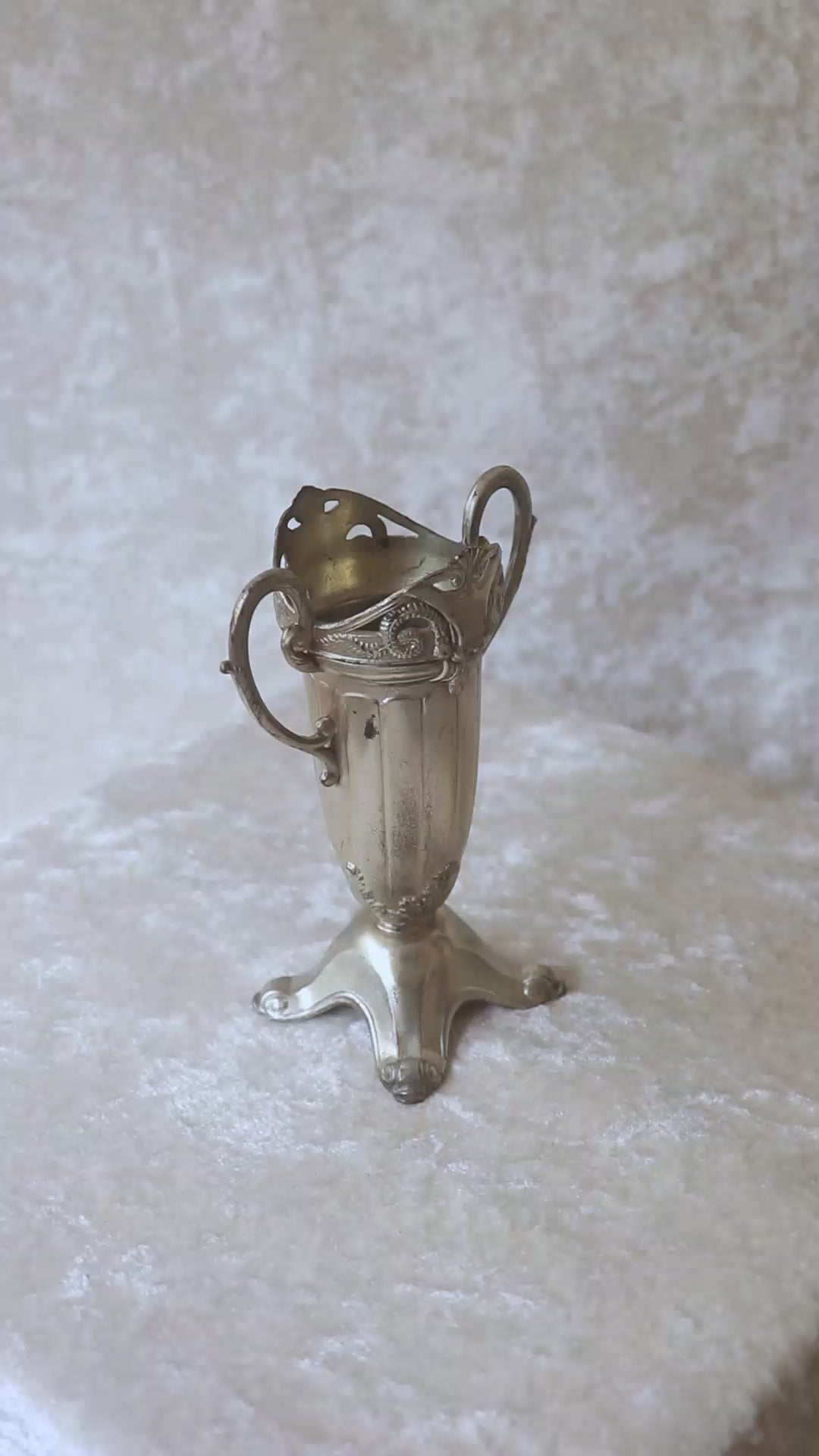 Pair of vintage silver plated amphora shaped vases