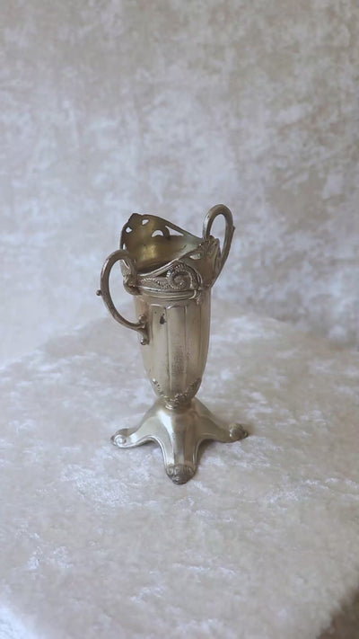 Pair of vintage silver plated amphora shaped vases