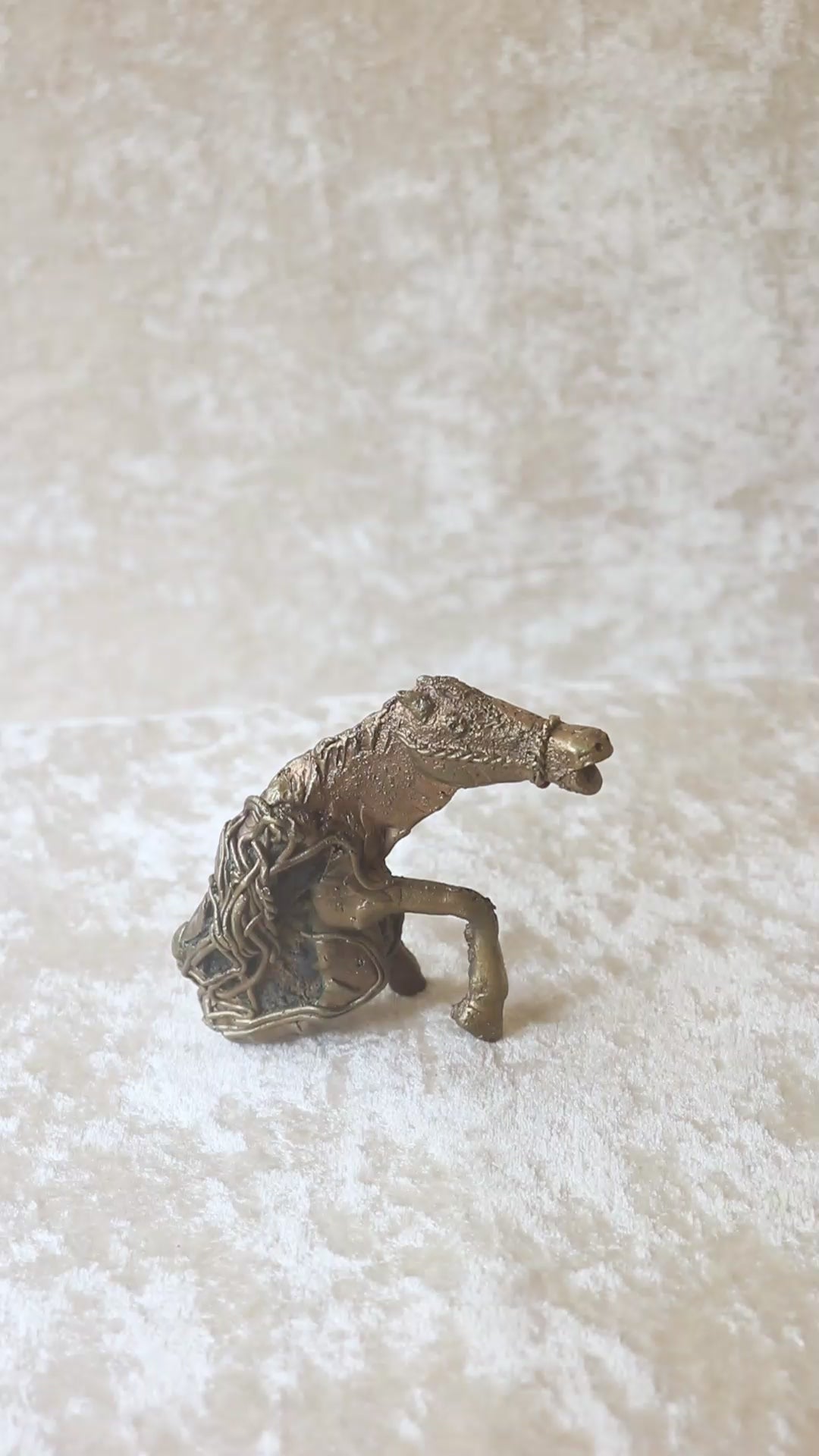 Vintage artist made brass sculpture of a horse