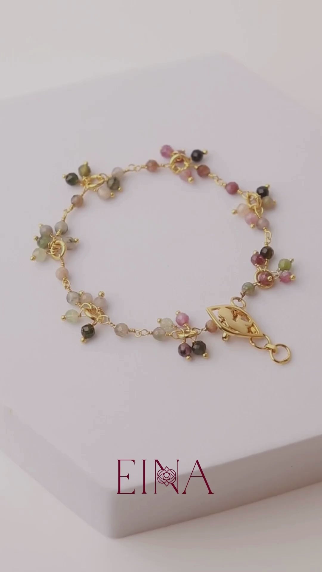 multi-coloured tourmaline charm bracelet