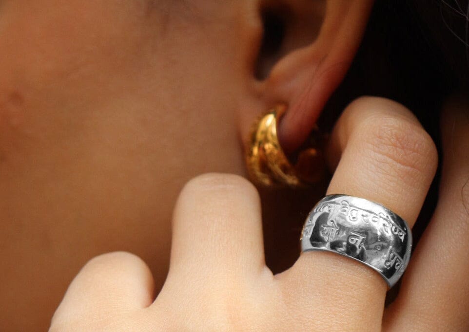 Custom Engraved Gayatri Mantra Ring by Indian Designer Jewellery Artist Eina Ahluwalia