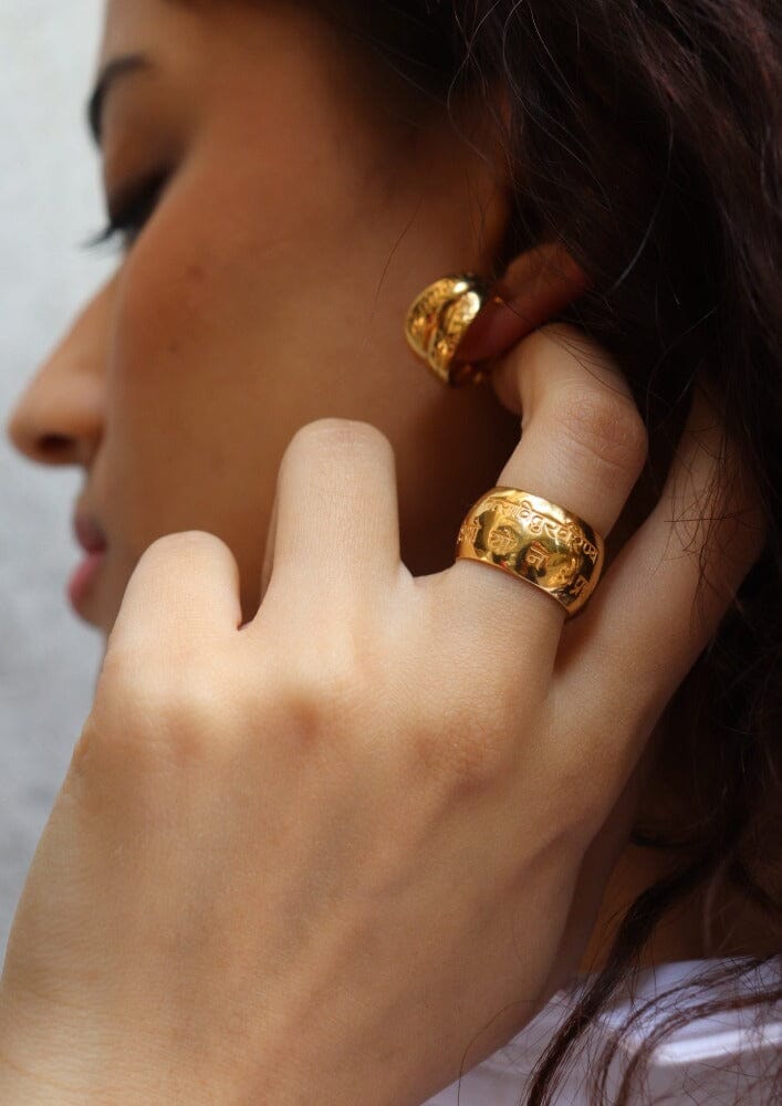 Custom Engraved Gayatri Mantra Ring by Indian Designer Jewellery Artist Eina Ahluwalia