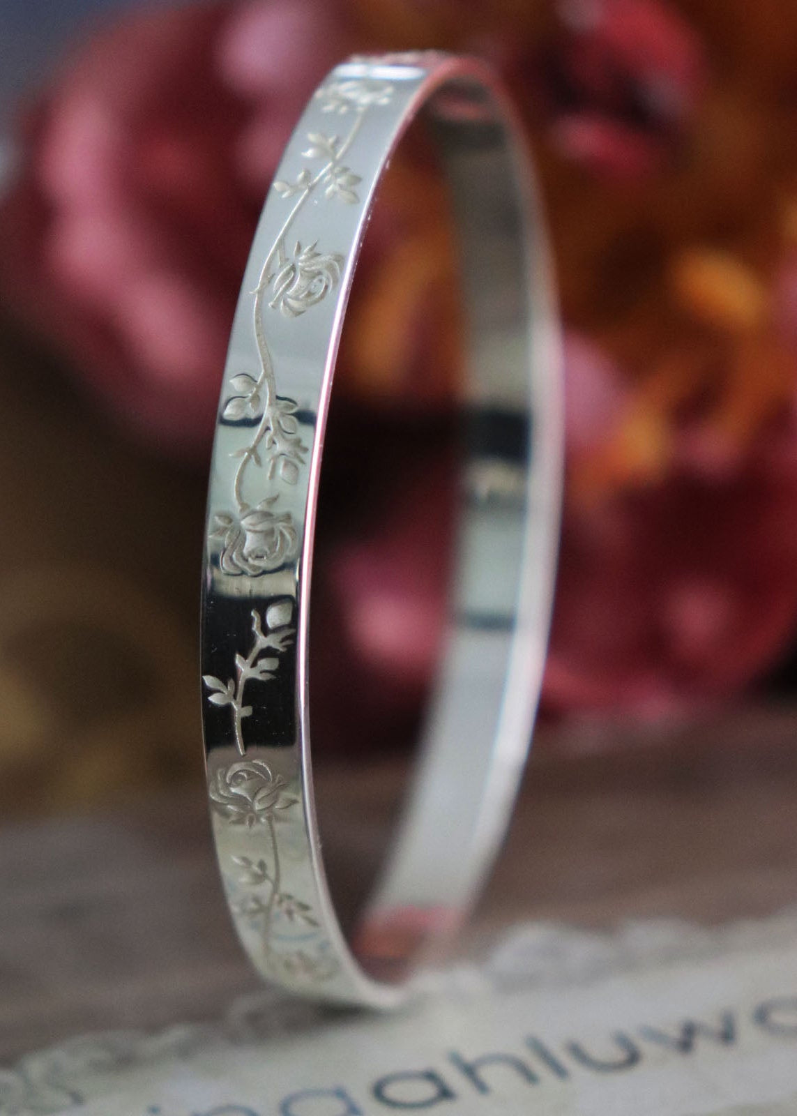 Custom Made Engraved Name Word Mantra Bangle in sterling silver, 9k gold and 18k gold by Indian Designer Jewellery Artist Eina Ahluwalia