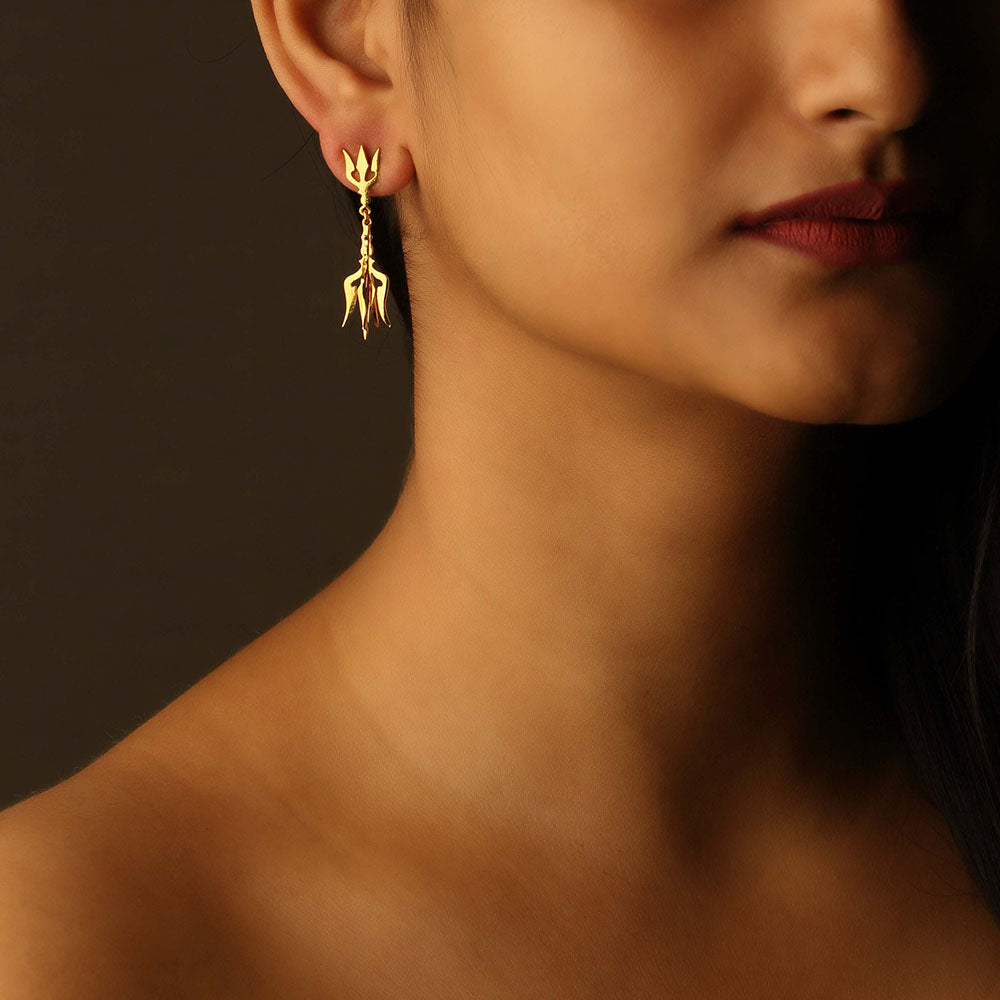 Mini 3D Trishul Earrings